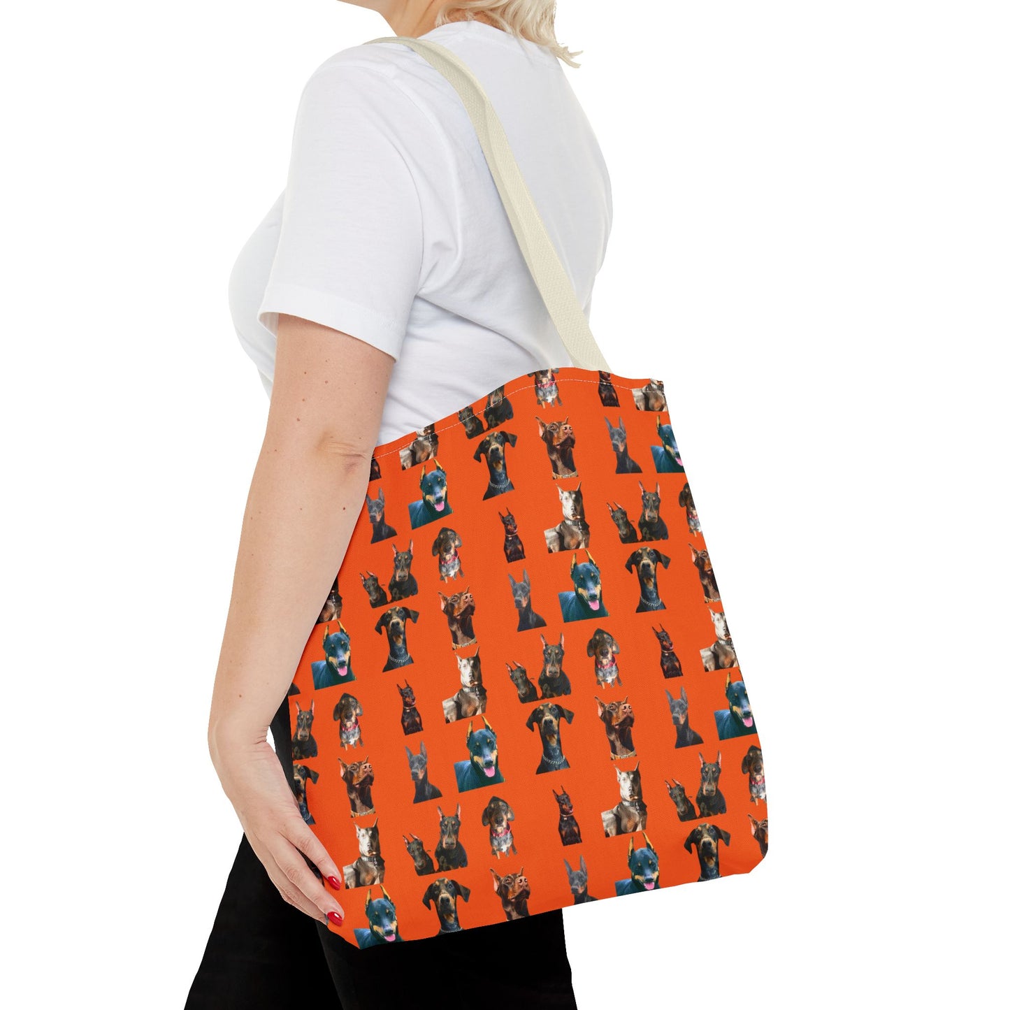Edition 4 Doberman Model Pattern Orange Tote Bag