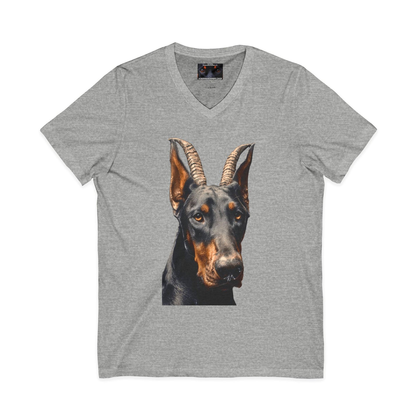 Doberman Goat 2 Private Label Unisex Jersey Short Sleeve V-Neck Tee