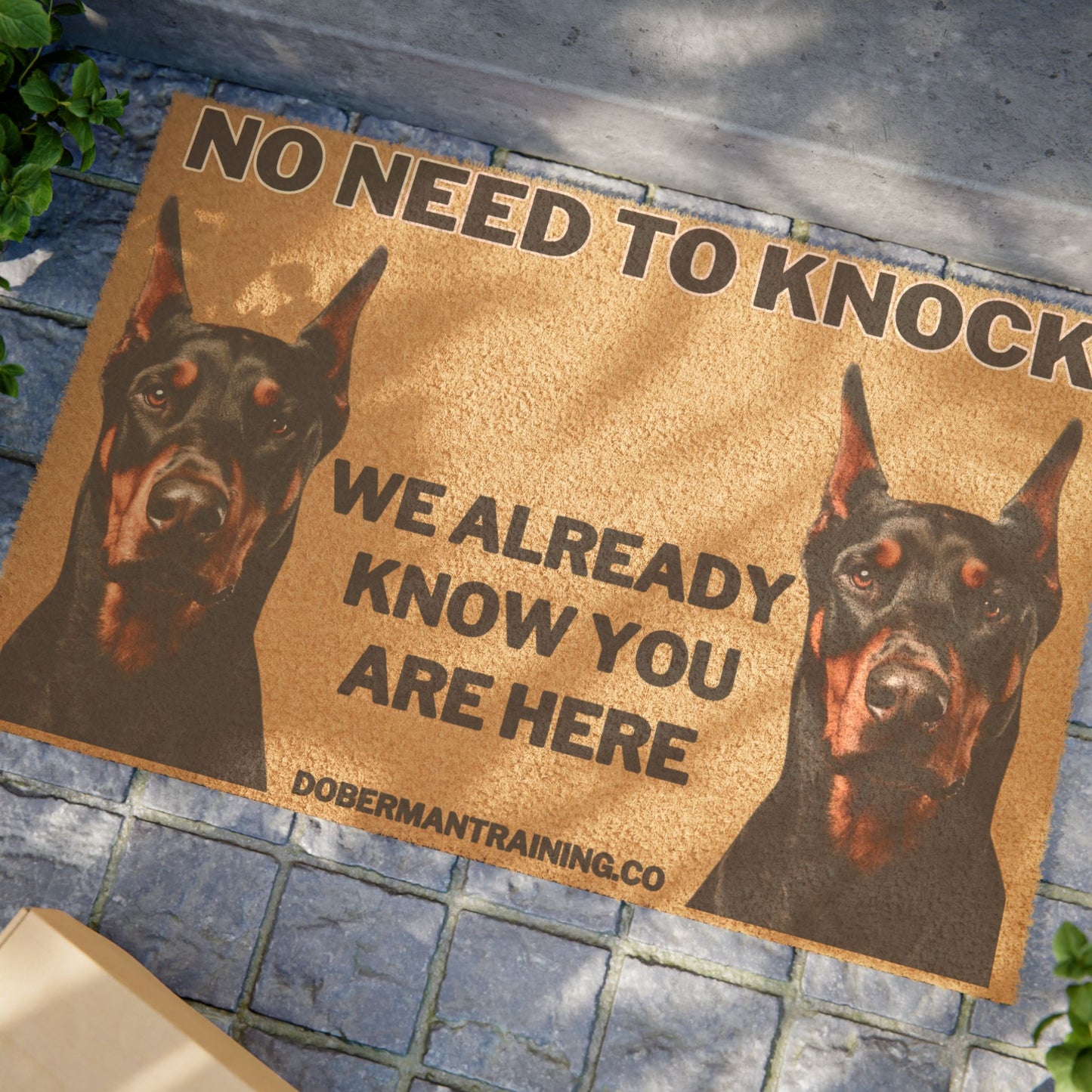 Doormat - “No Need to Knock” Doberman Welcome Mat