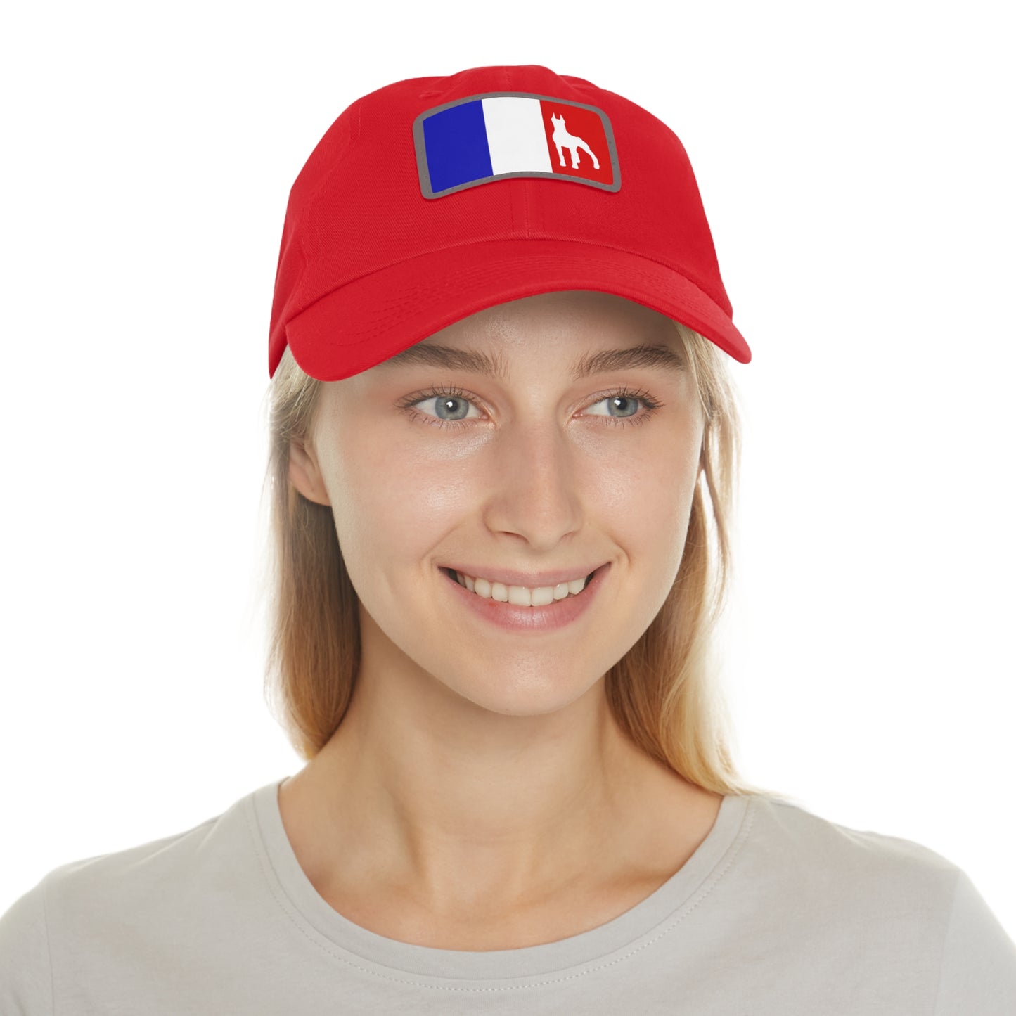Doberman France Protect 1 Dad Hat with Leather Patch (Rectangle)
