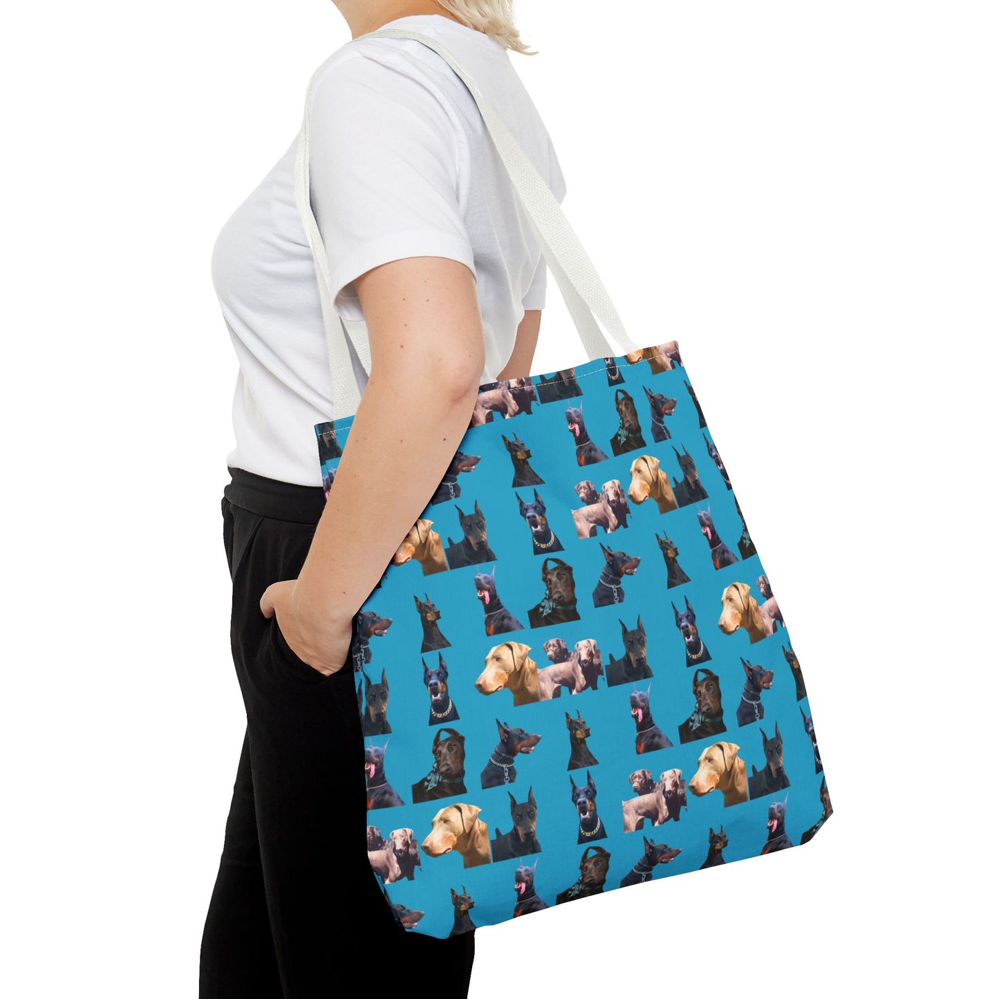 Edition 8 Doberman Model Pattern Turquoise Tote Bag
