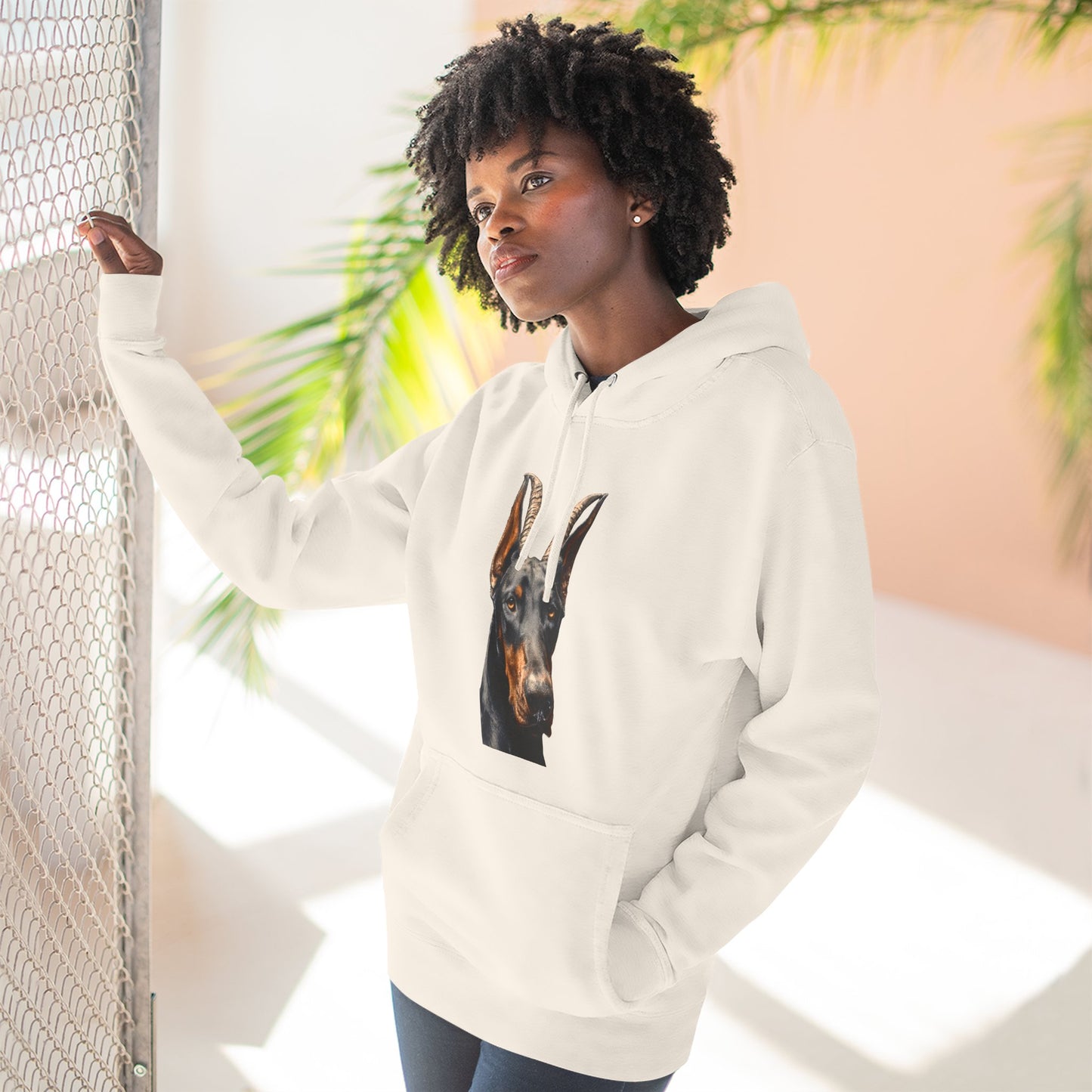 Doberman Goat 2 Fleece Hoodie