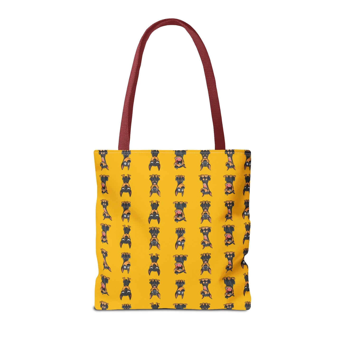 Doberman Cartoon Pattern Yellow Tote Bag