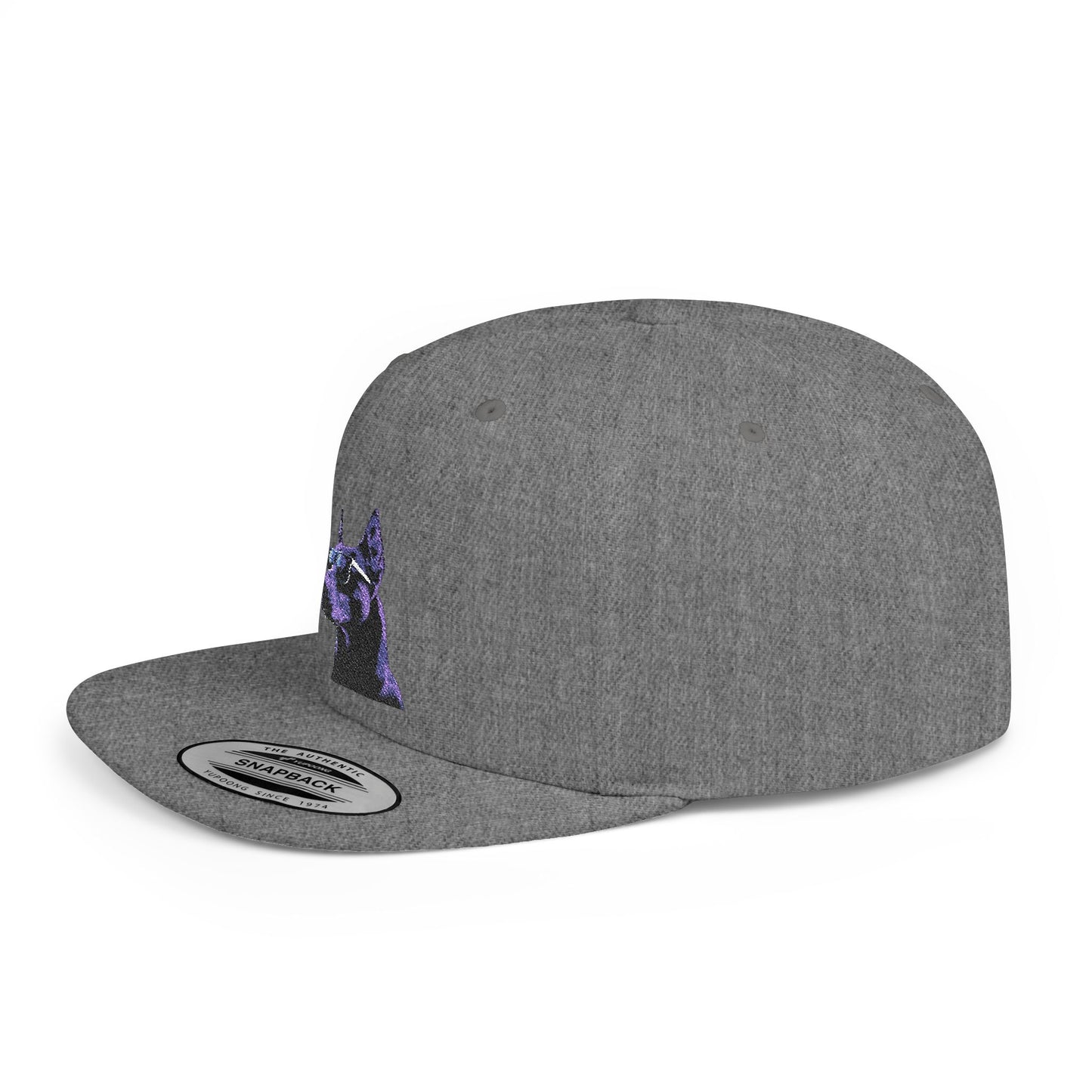 Doberman 4 Embroidered Flat Bill Snapback