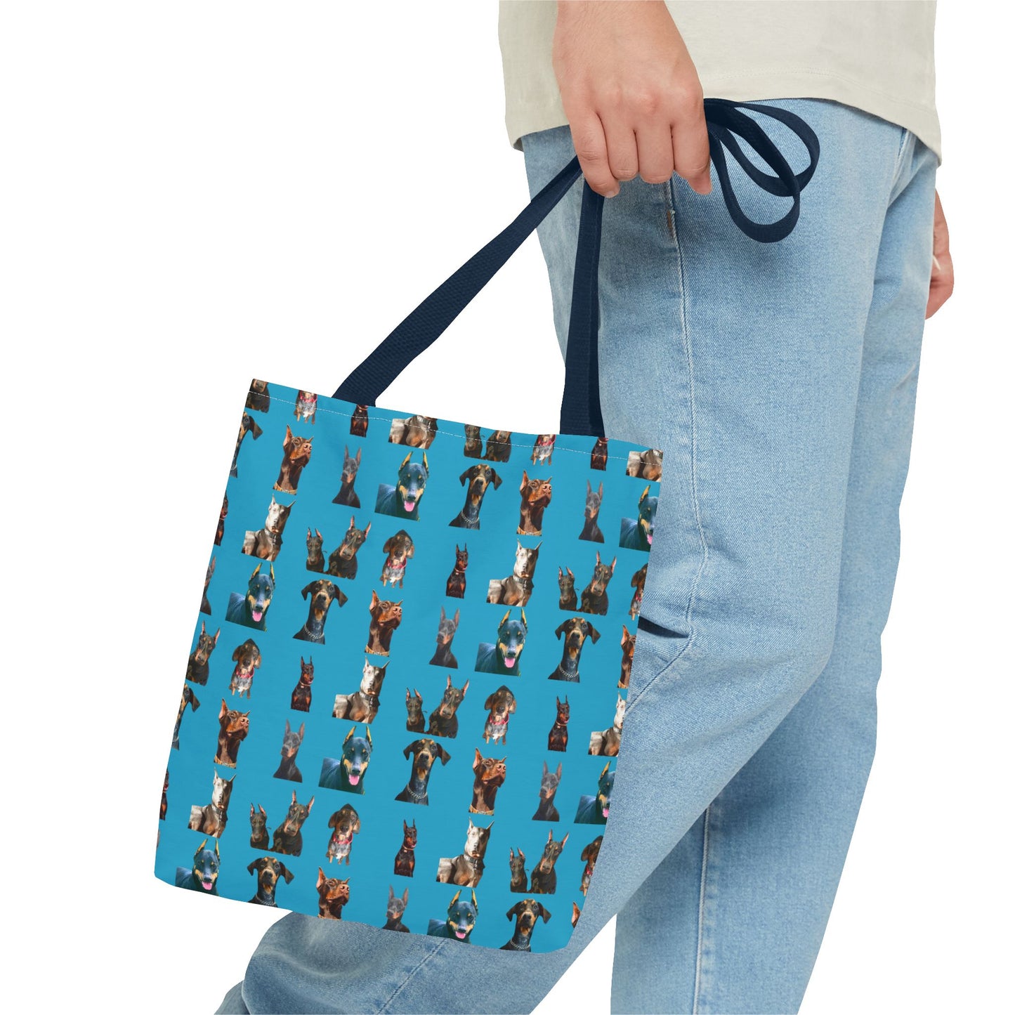 Edition 4 Doberman Model Pattern Turquoise Tote Bag