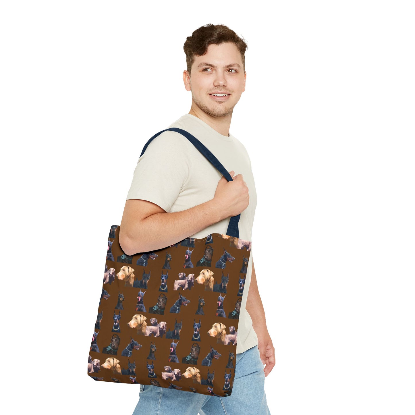 Edition 8 Doberman Model Pattern Brown Tote Bag