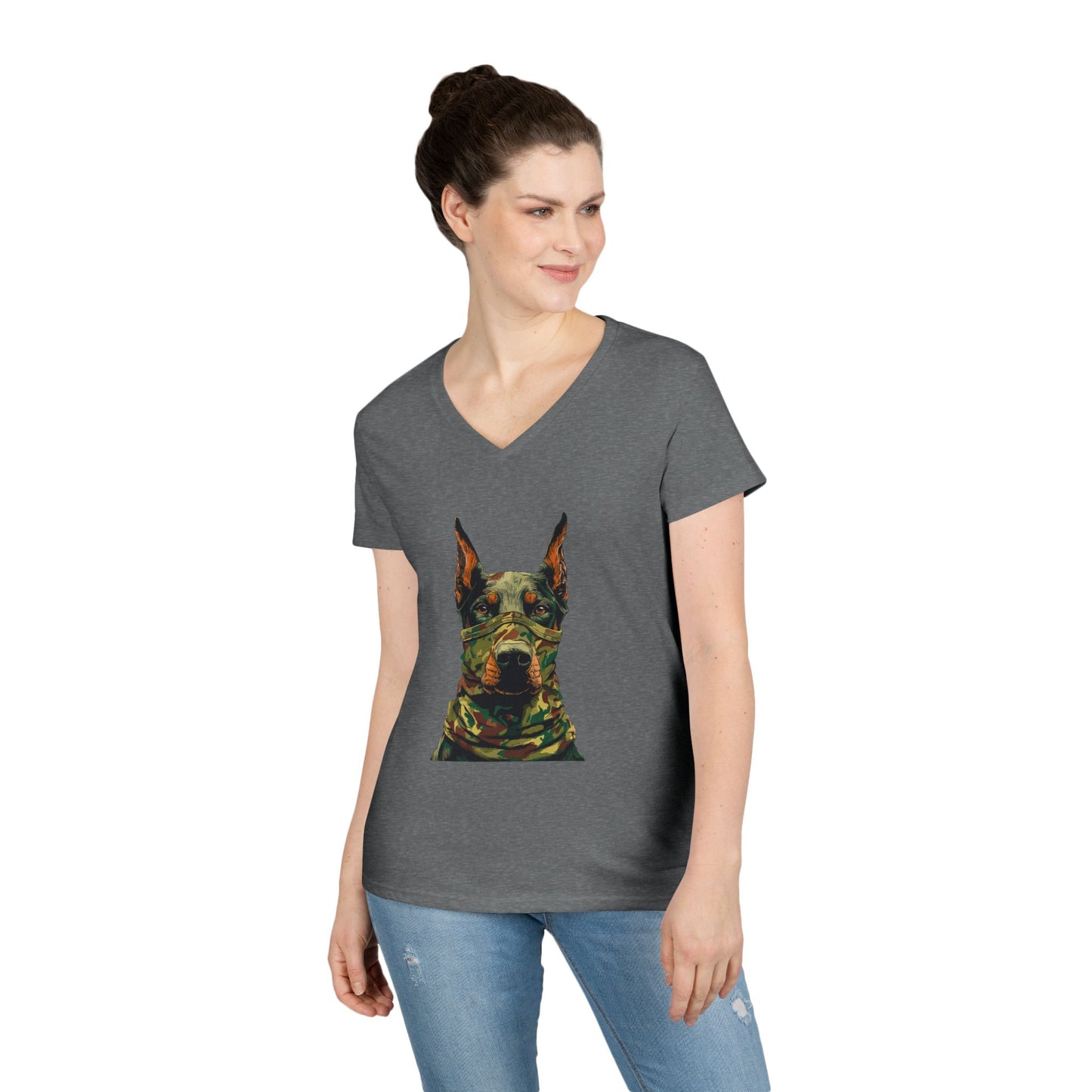 Doberman 4 V-Neck Tee Shirt for Women