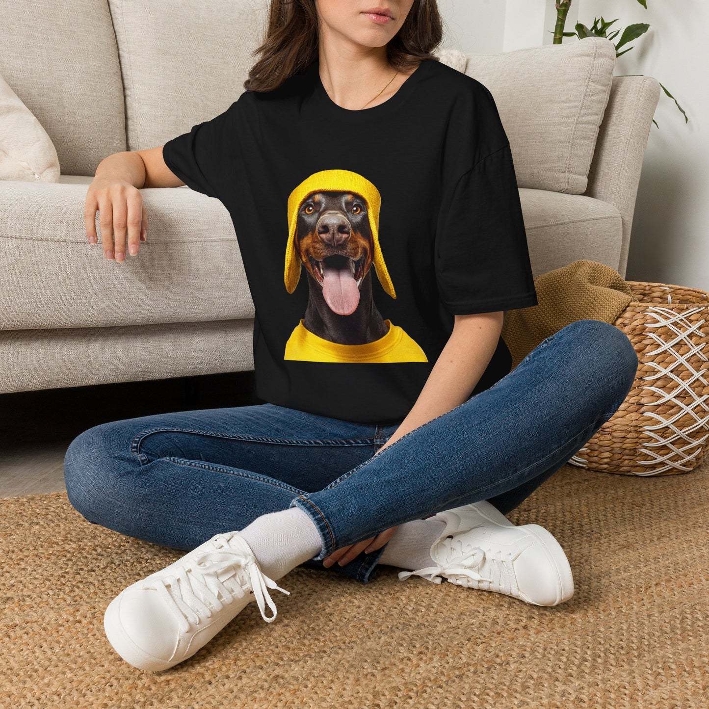 Doberman 3 Portrait T‑Shirt