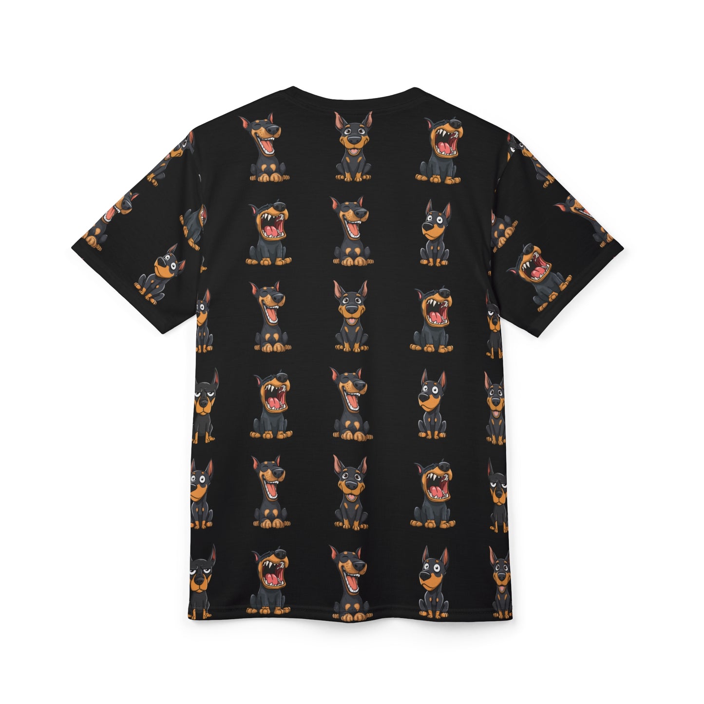 Doberman Pattern 1 All-Over-Print Tee — Cartoon Doberman Repeat Design