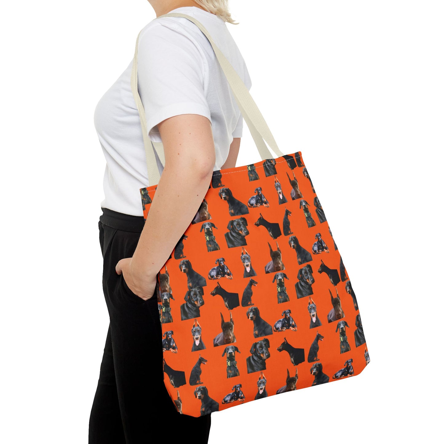 Edition 6 Doberman Model Pattern Orange Tote Bag