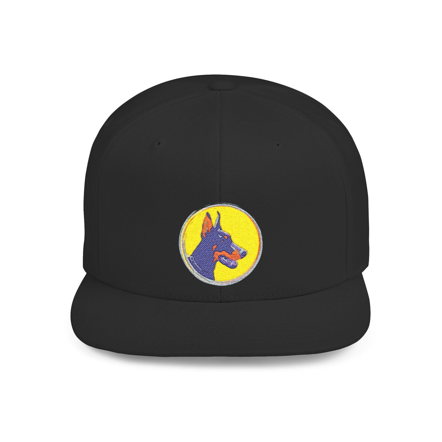 Doberman 3 Embroidered Flat Bill Snapback