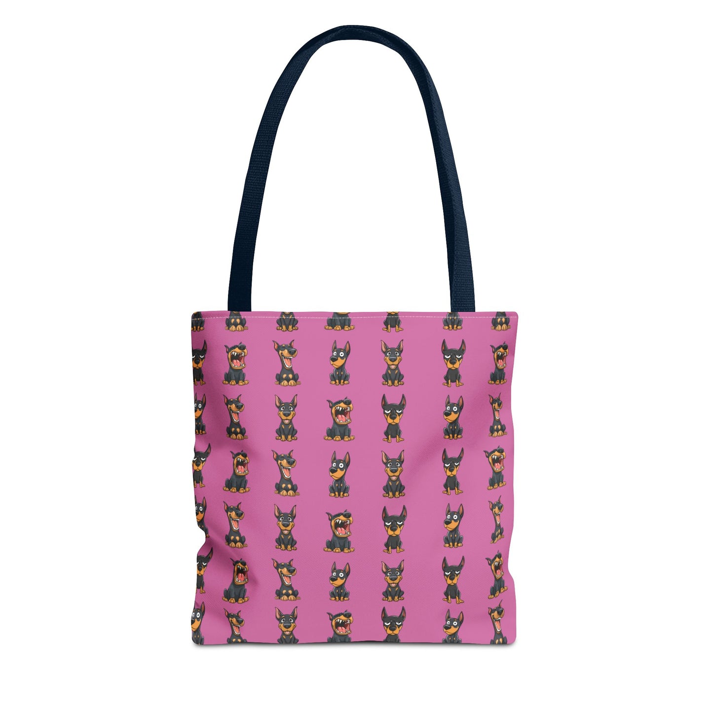 Doberman Cartoon Pattern Pink Tote Bag