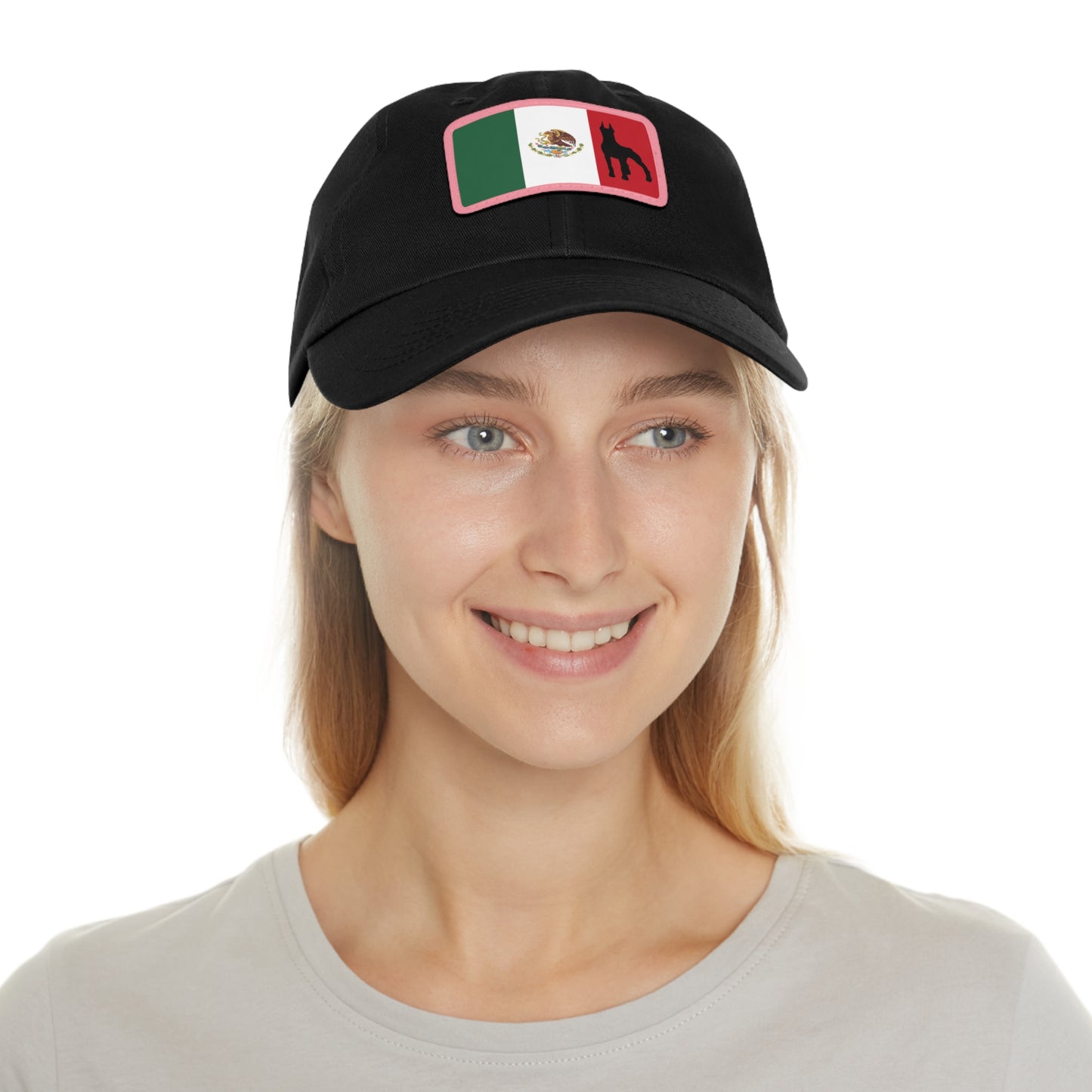 Doberman Mexico Protect 1 Dad Hat with Leather Patch (Rectangle)
