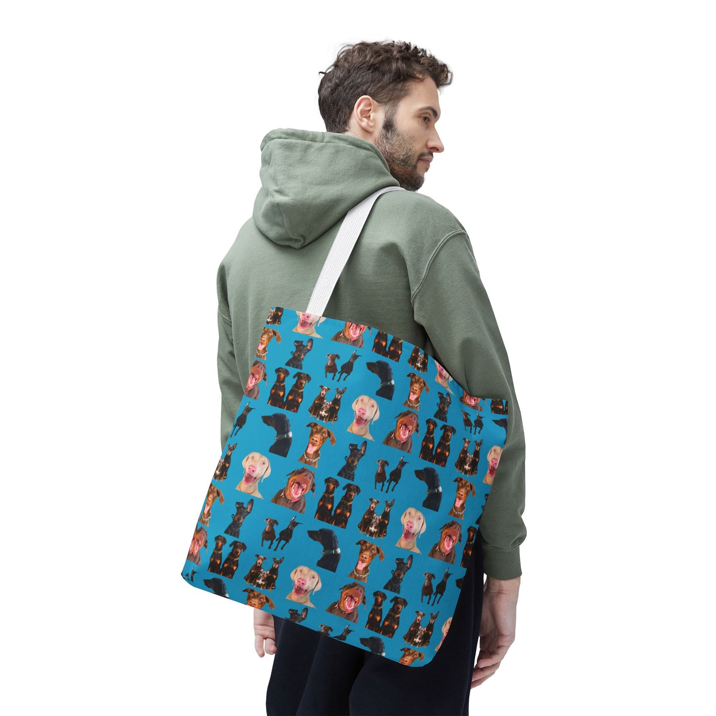 Edition 9 Doberman Model Pattern Turquoise Tote Bag