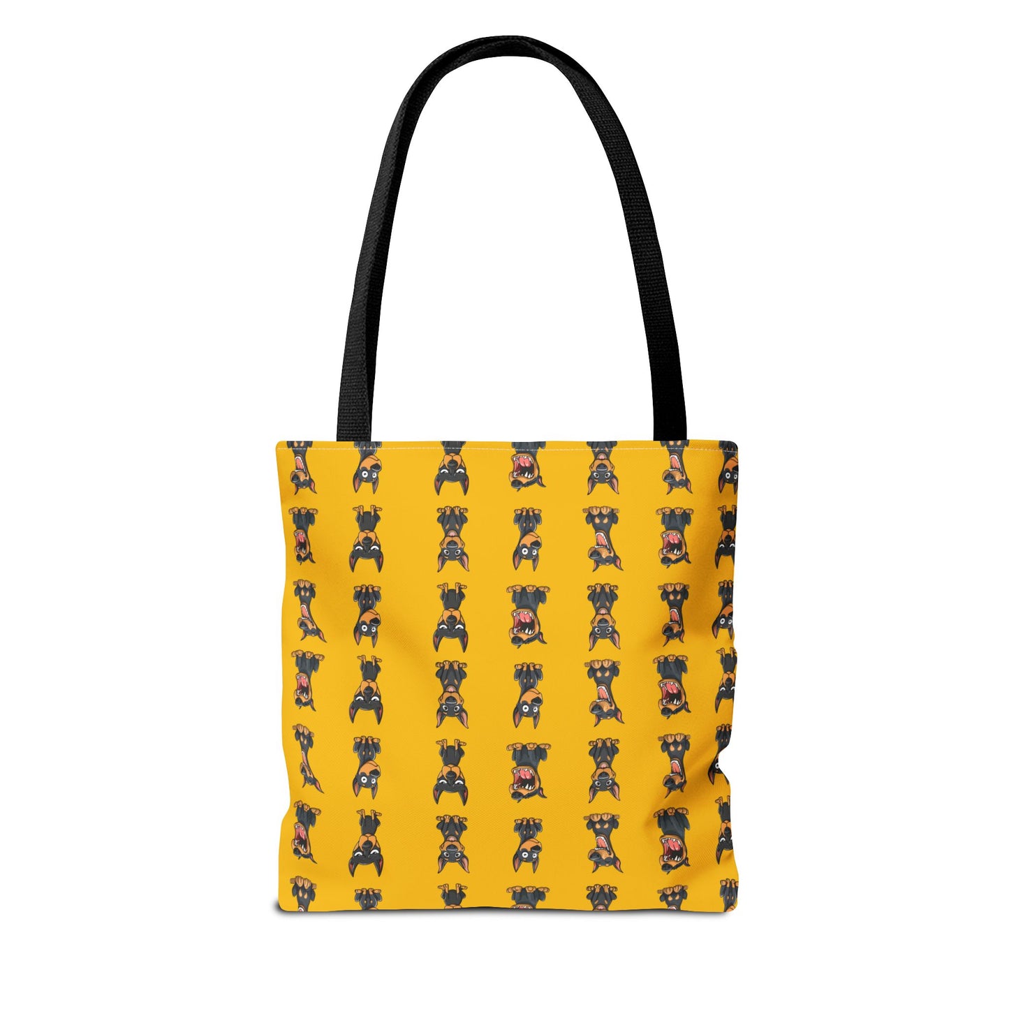 Doberman Cartoon Pattern Yellow Tote Bag