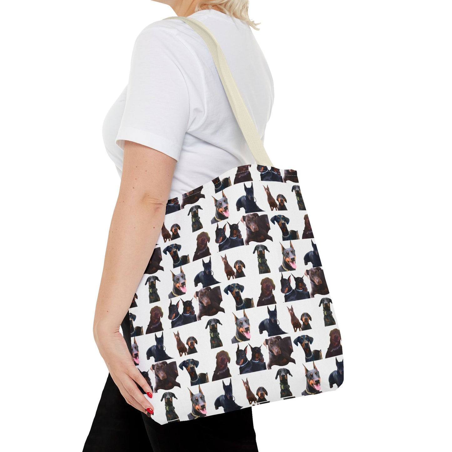 Edition 5 Doberman Model Pattern White Tote Bag