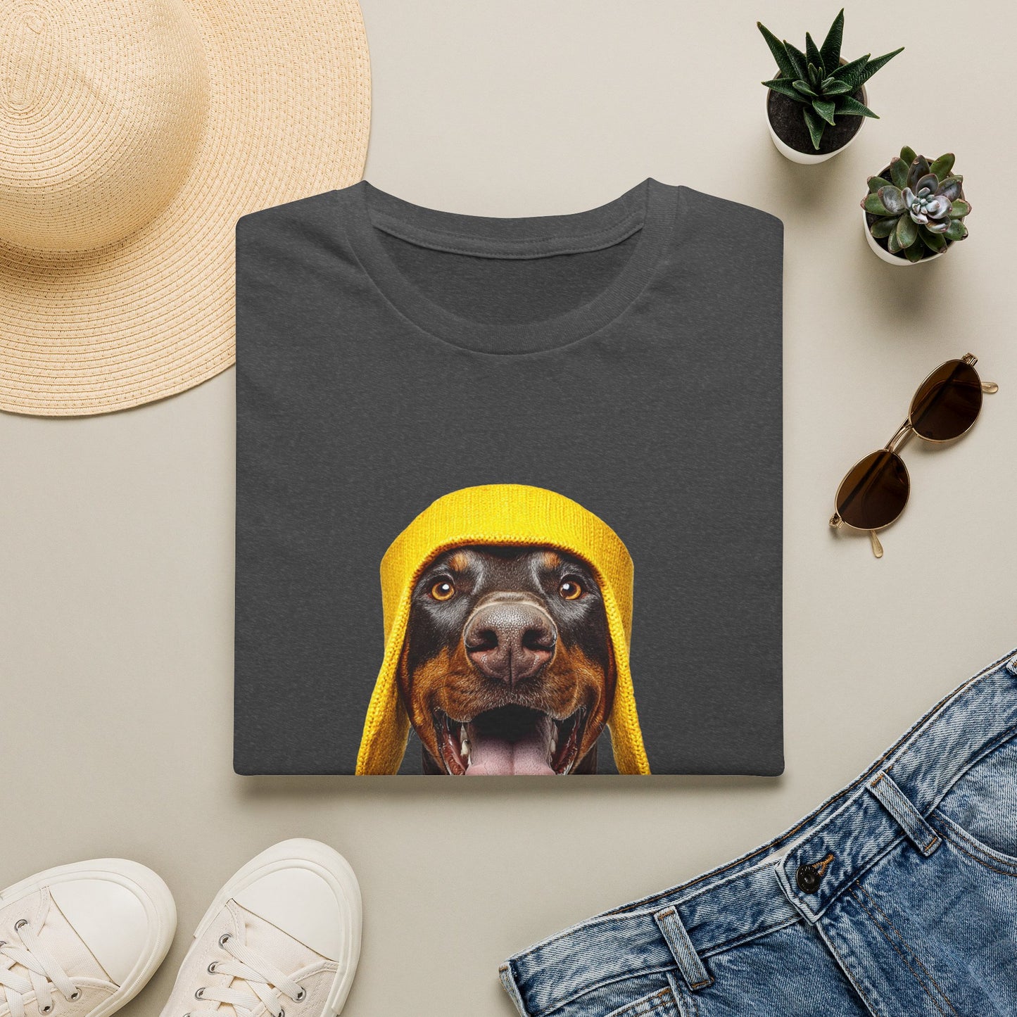 Doberman 3 Portrait T‑Shirt