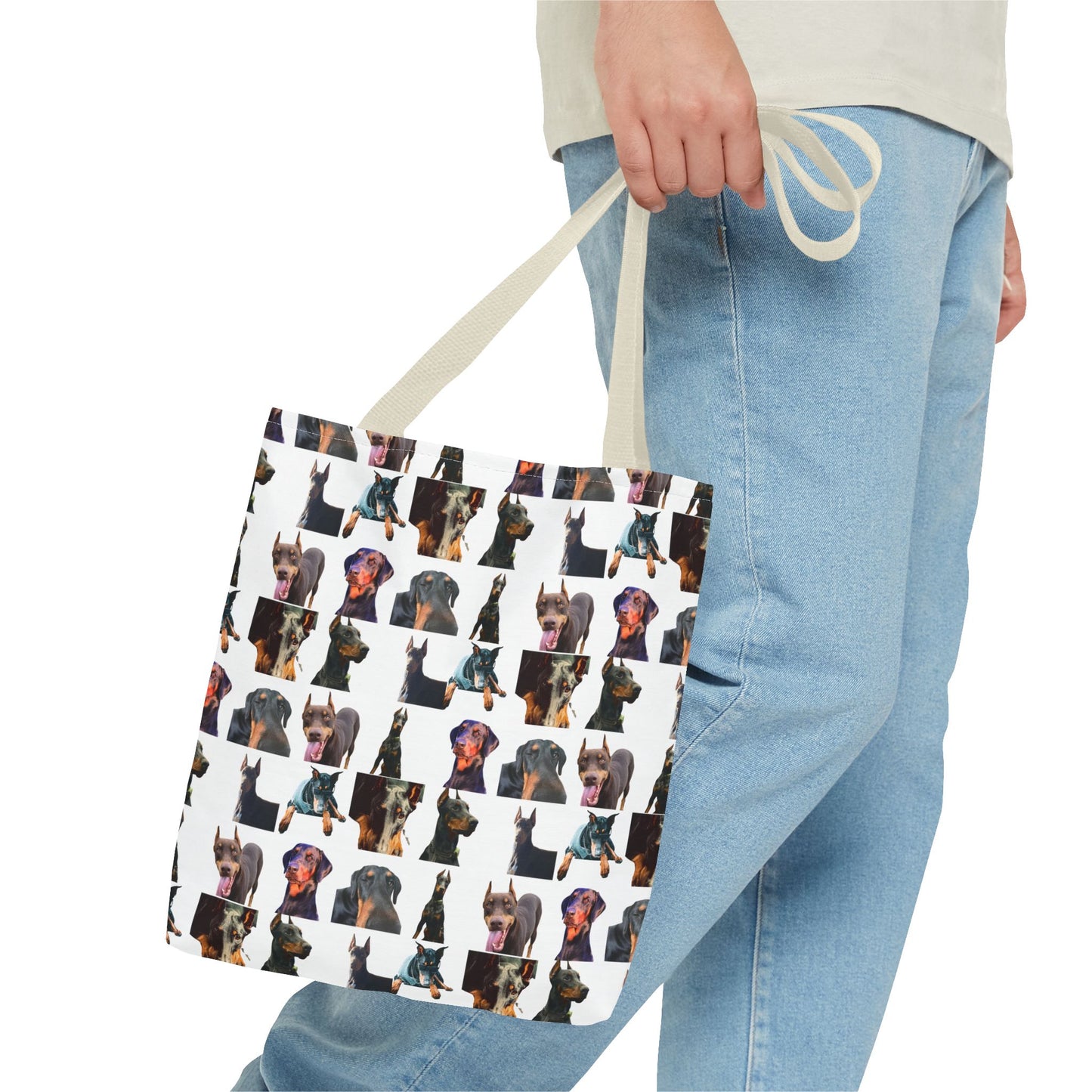 Edition 3 Doberman Model Pattern White Tote Bag