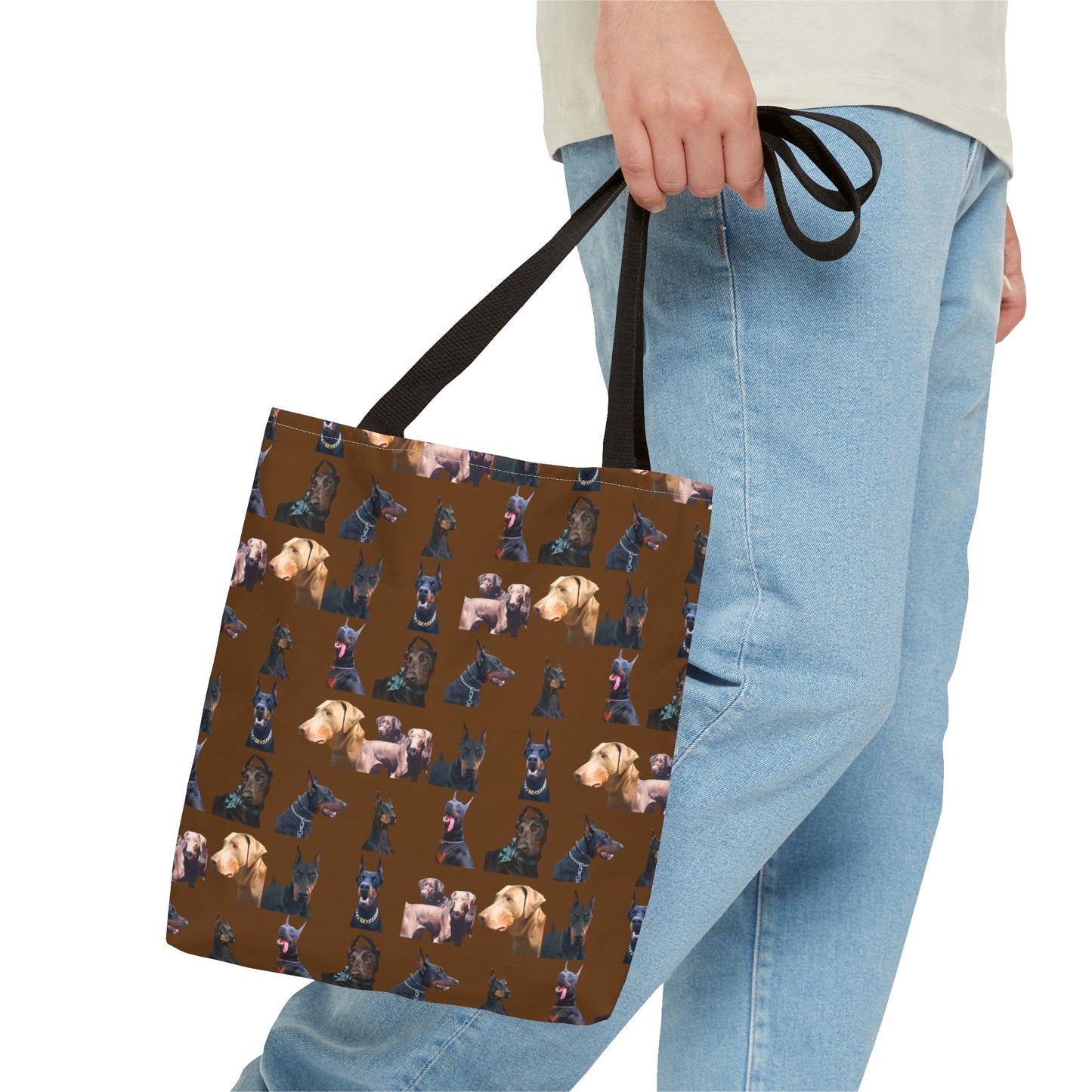 Edition 8 Doberman Model Pattern Brown Tote Bag