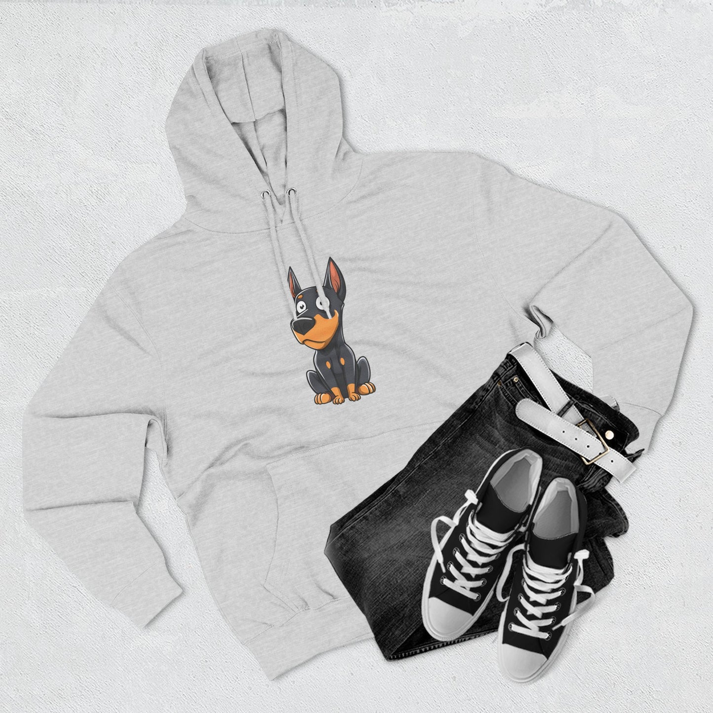 Doberman Cartoon 2 Three-Panel Fleece Hoodie