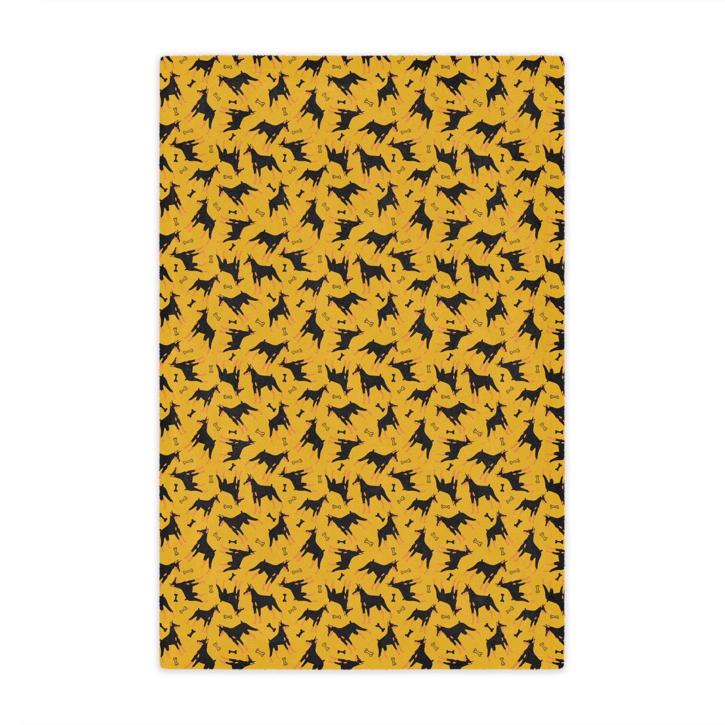 Yellow AOP Dobie 1 Minky Blanket, Soft Throw Blanket, Warm Plush Blanket
