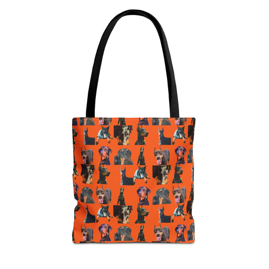 Edition 3 Doberman Model Pattern Orange Tote Bag
