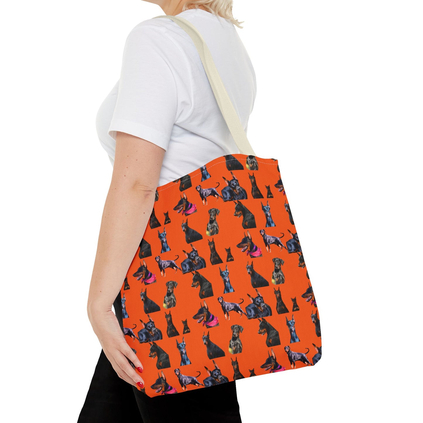 Edition 7 Doberman Model Pattern Orange Tote Bag