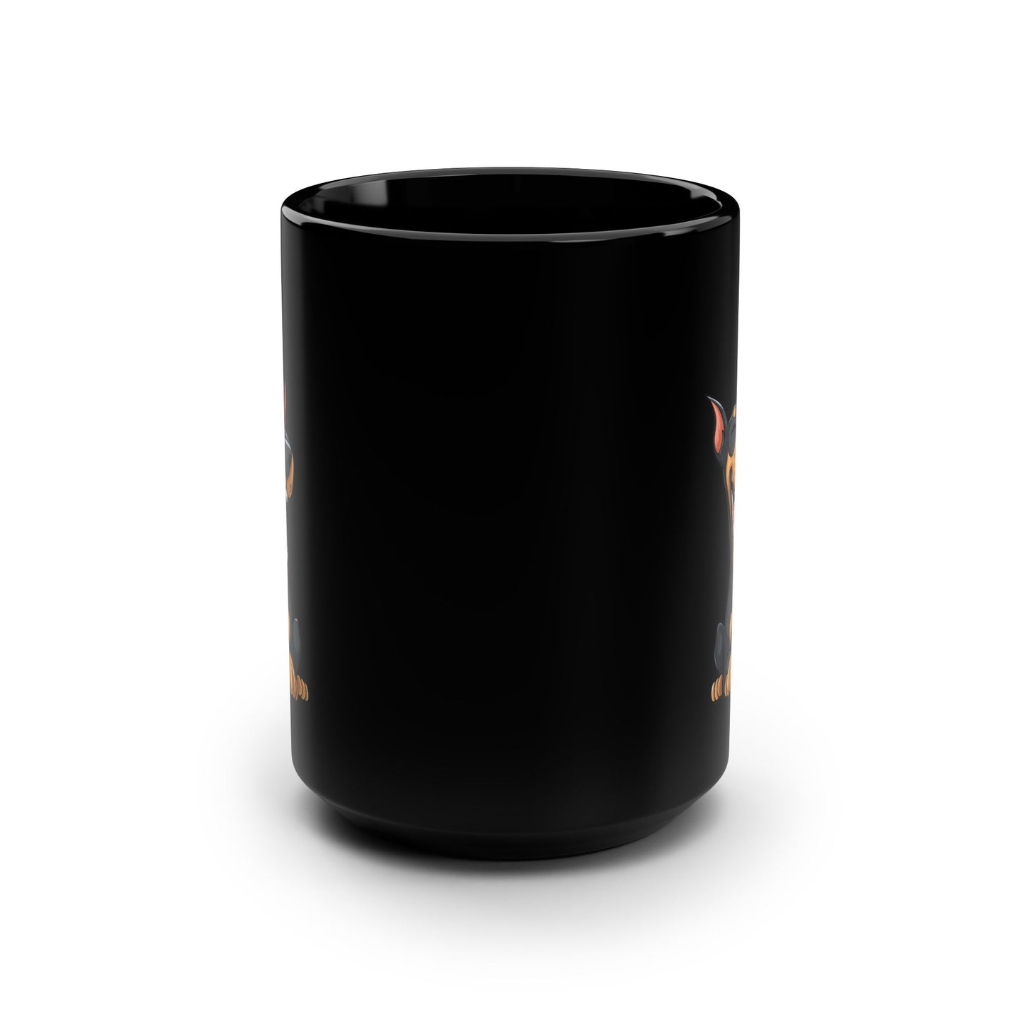 Cartoon Doberman 3 Black 15oz Coffee Mug