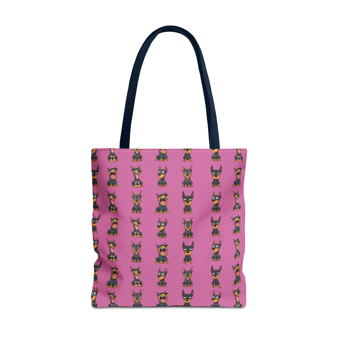 Doberman Cartoon Pattern Pink Tote Bag