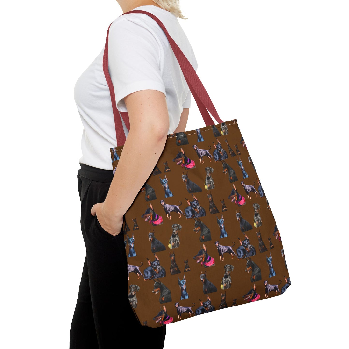 Edition 7 Doberman Model Pattern Brown Tote Bag