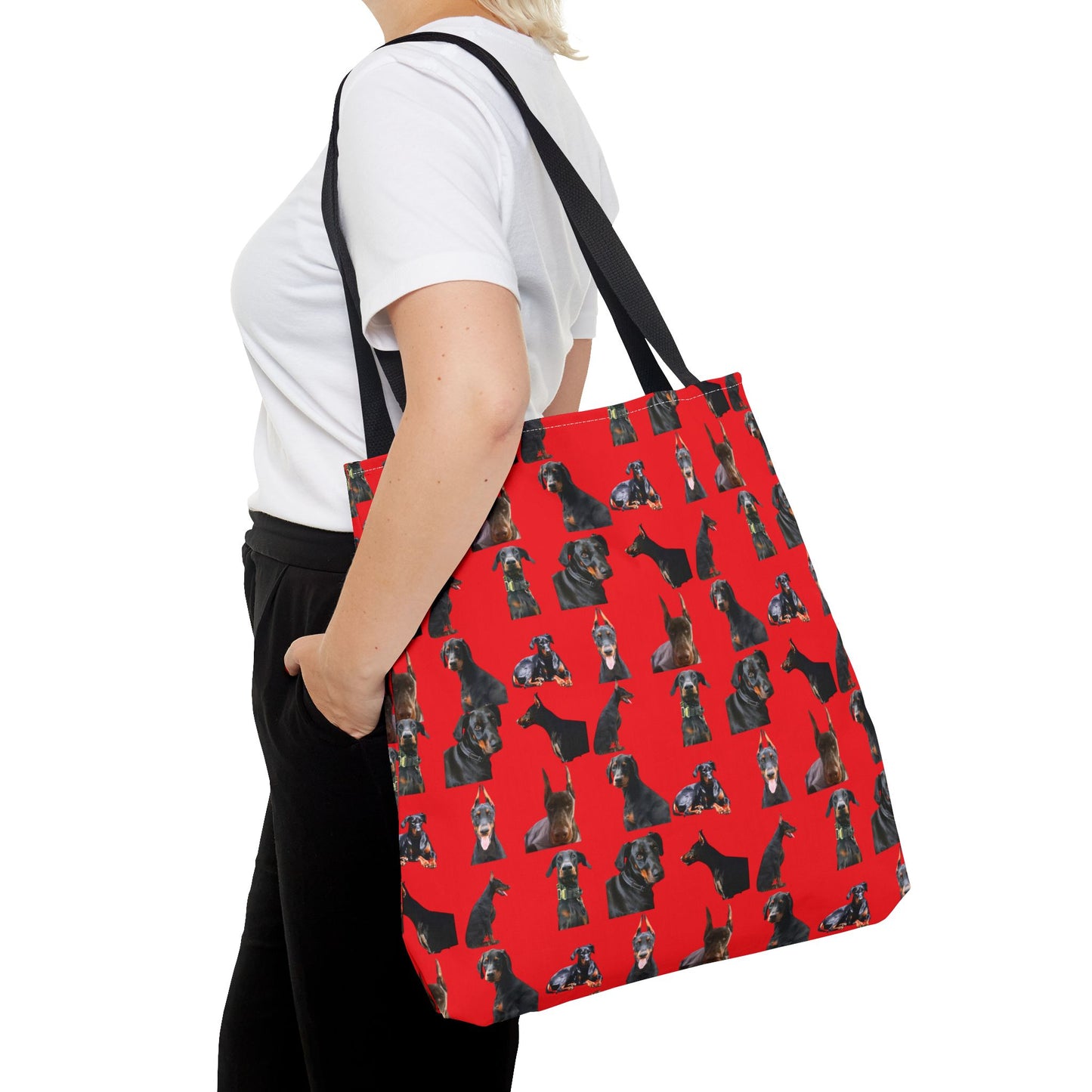 Edition 6 Doberman Model Pattern Red Tote Bag