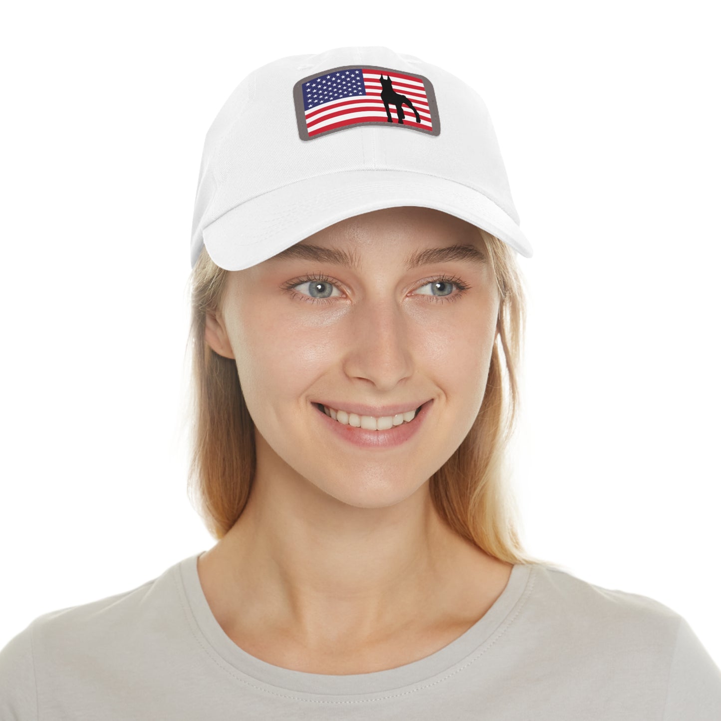 Doberman Protect USA 2 Dad Hat with Leather Patch (Rectangle)