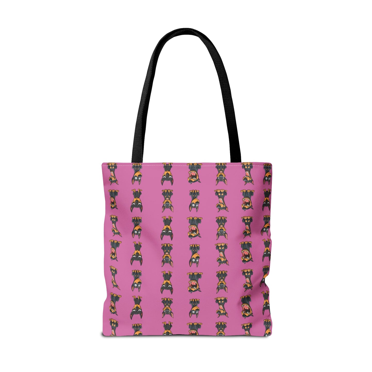 Doberman Cartoon Pattern Pink Tote Bag