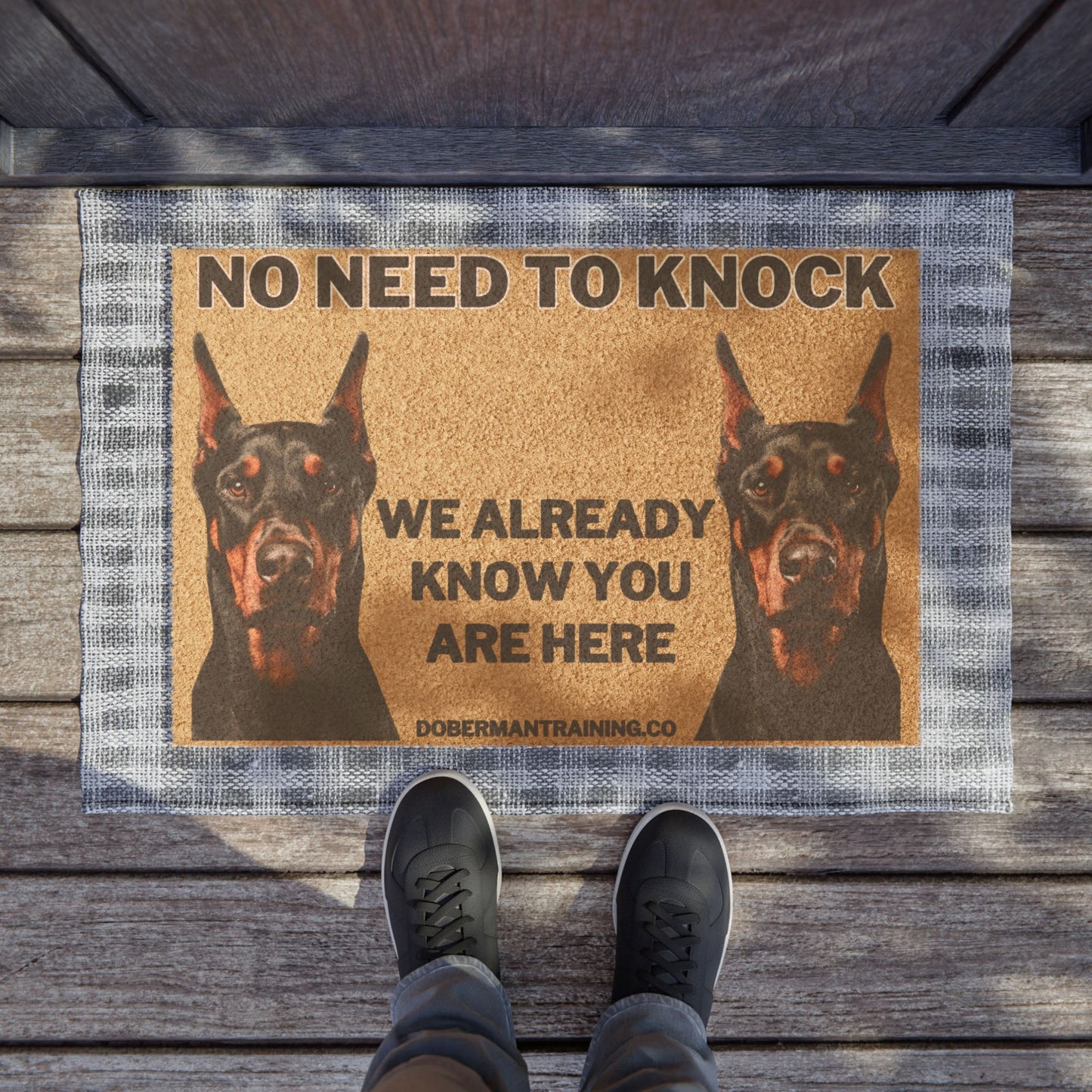 Doormat - “No Need to Knock” Doberman Welcome Mat