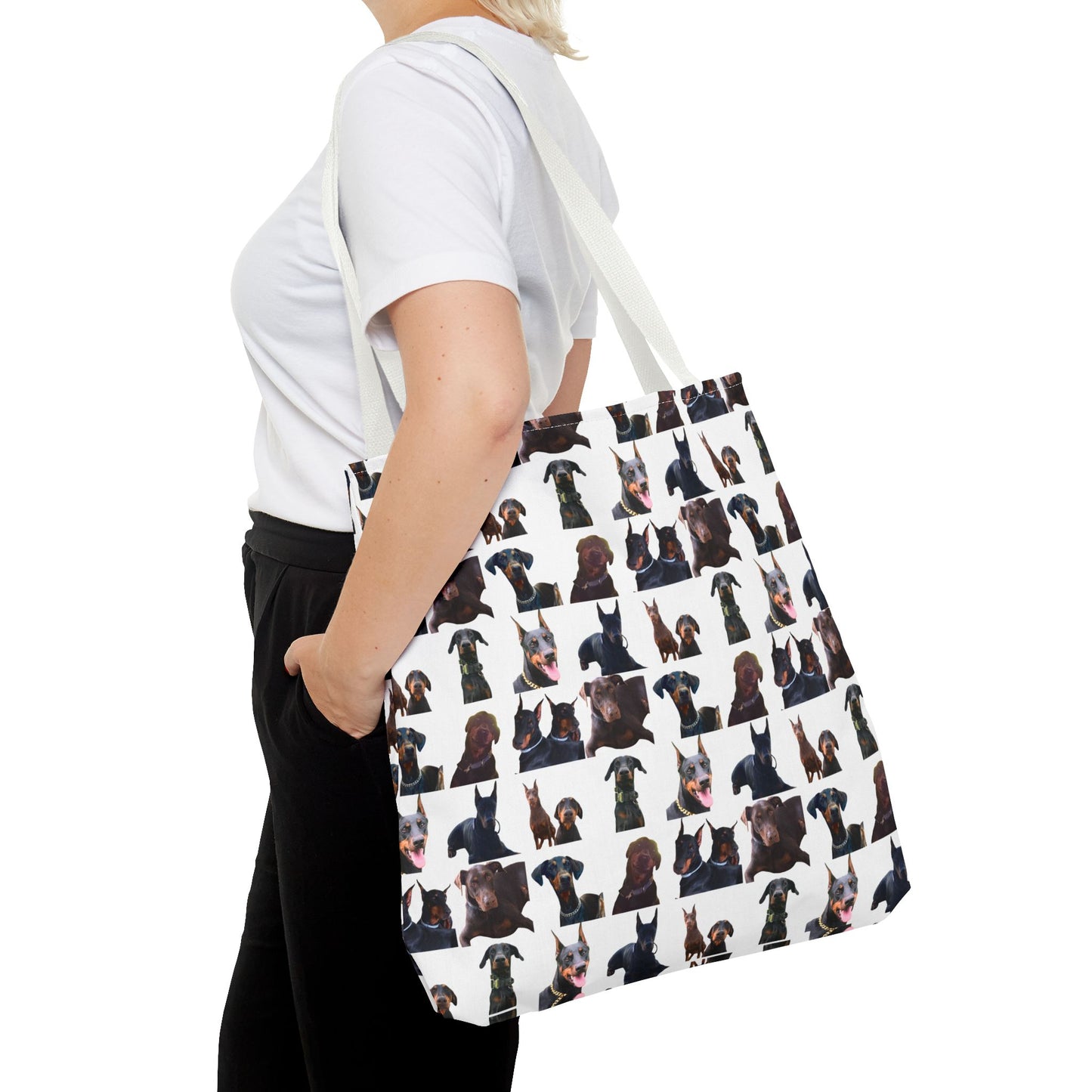 Edition 5 Doberman Model Pattern White Tote Bag