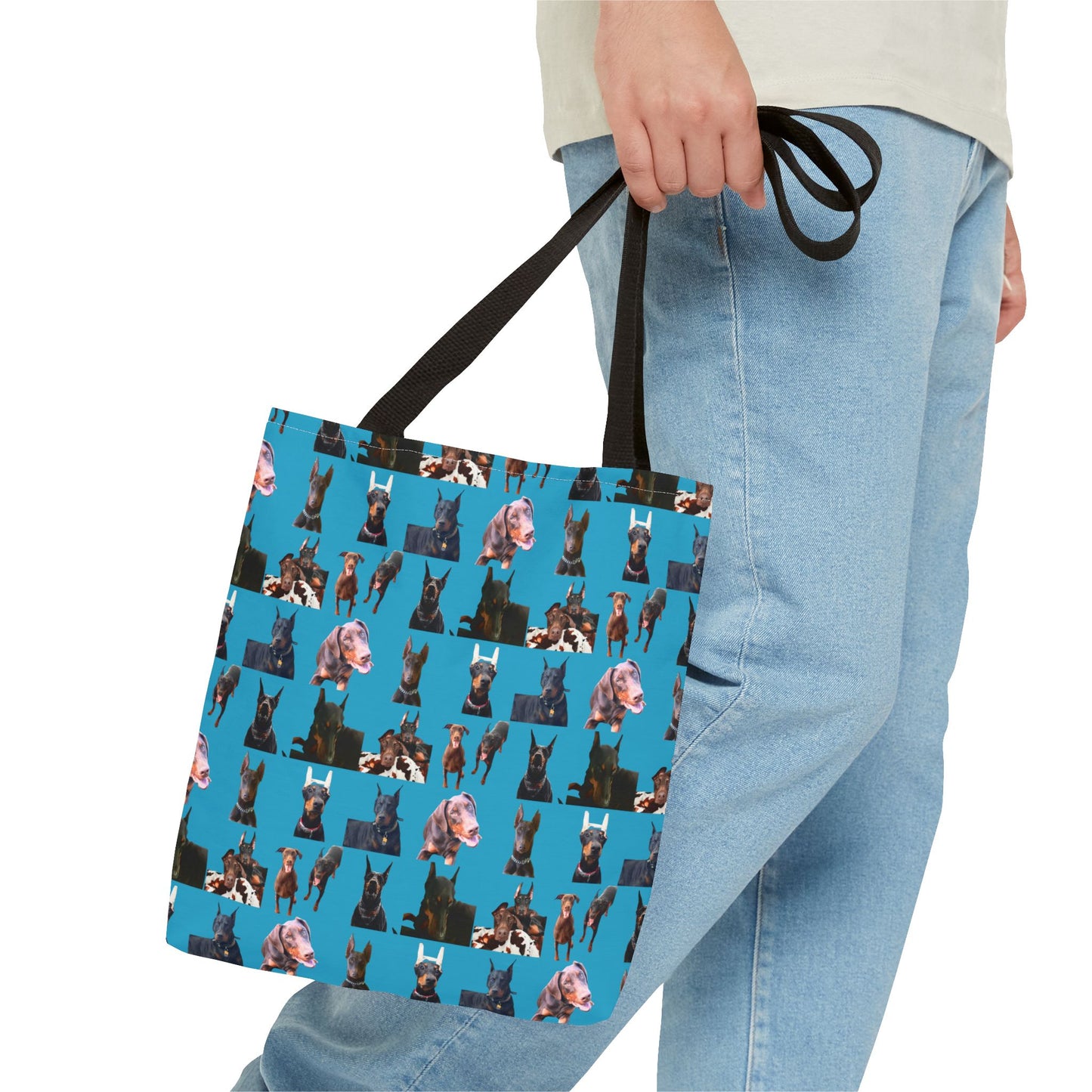 Edition 10 Doberman Model Pattern Turquoise Tote Bag