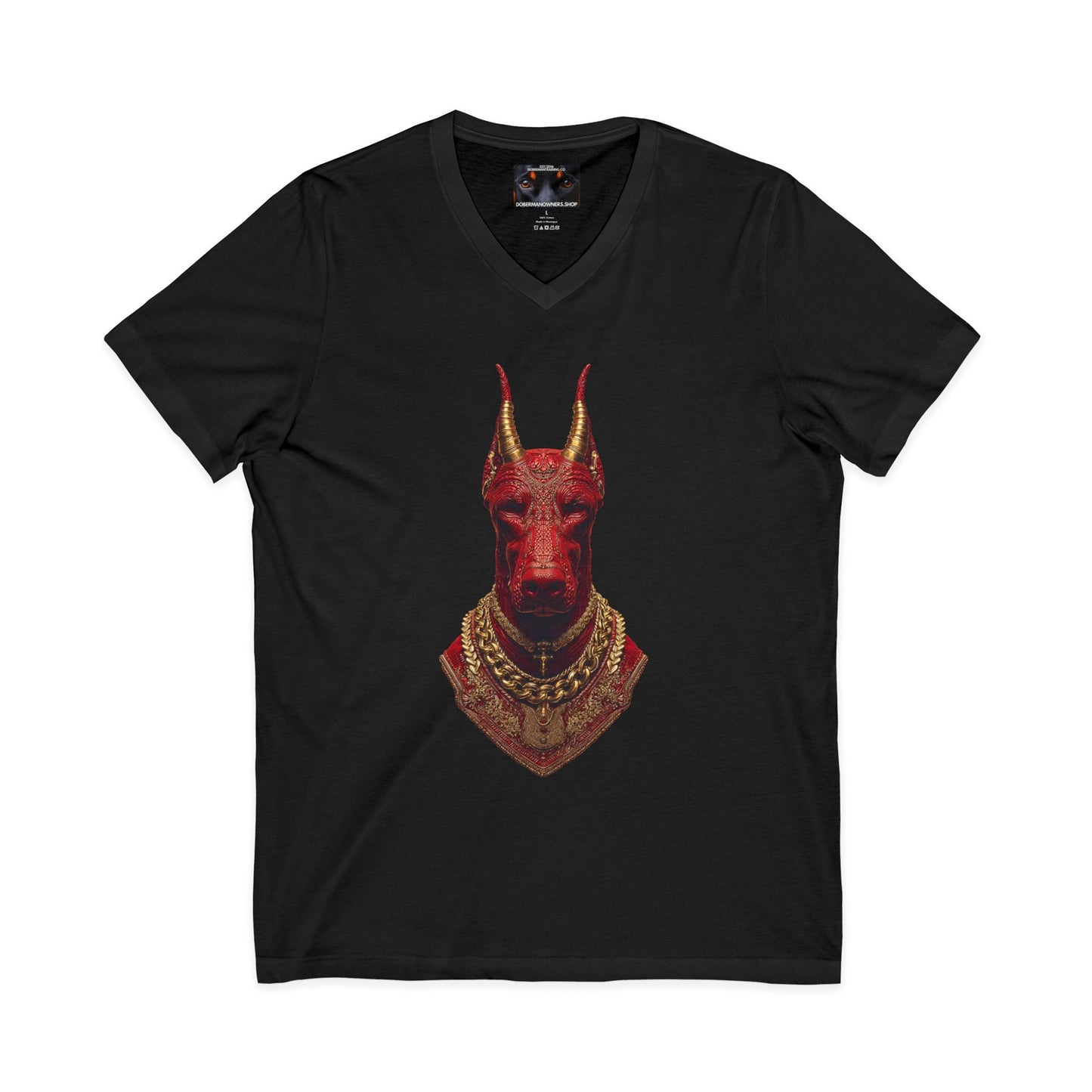 Doberman Goat 3 Private Label Unisex Jersey Short Sleeve V-Neck Tee