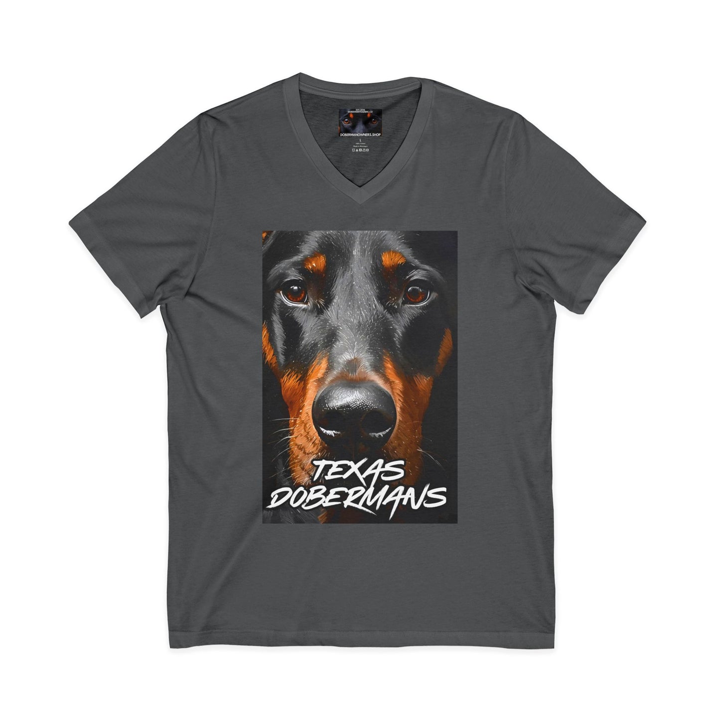 Doberman Texas 1 Private Label Unisex Jersey Short Sleeve V-Neck Tee