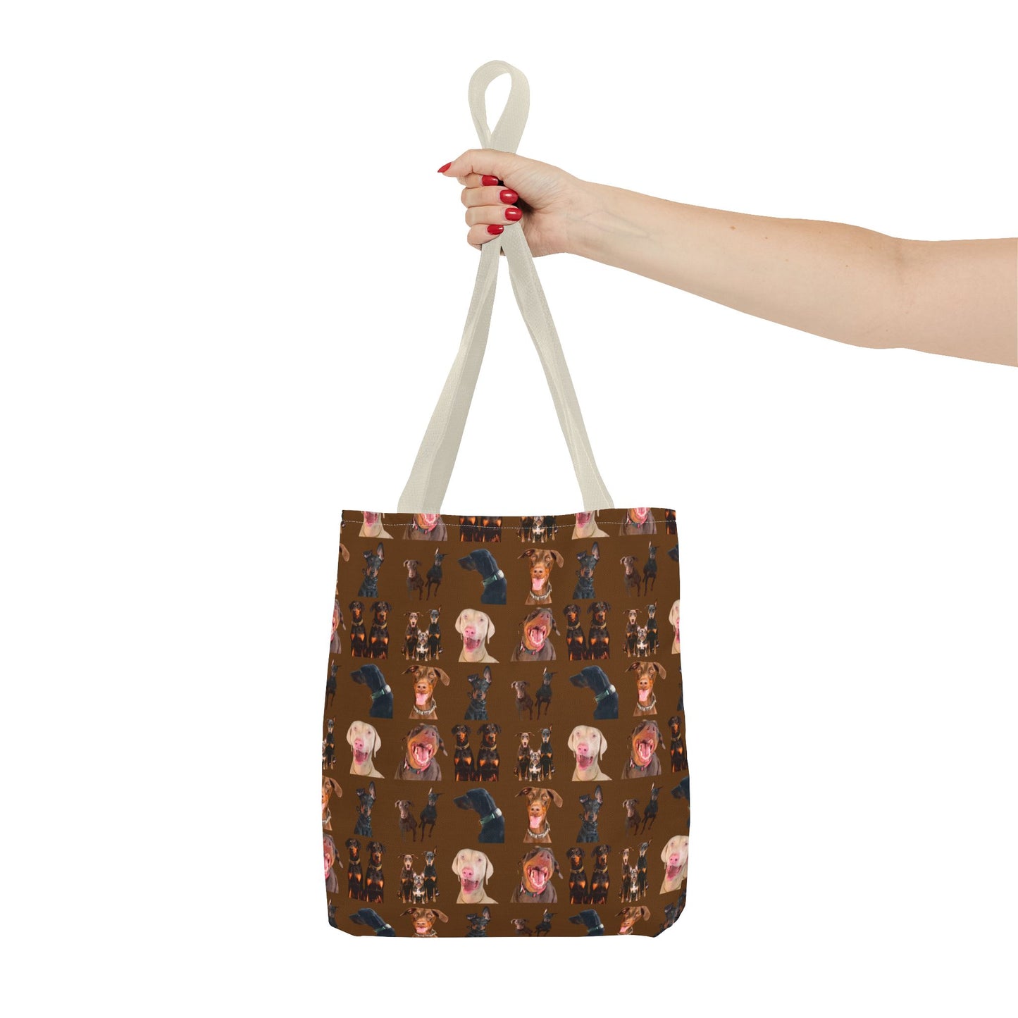 Edition 9 Doberman Model Pattern Brown Tote Bag