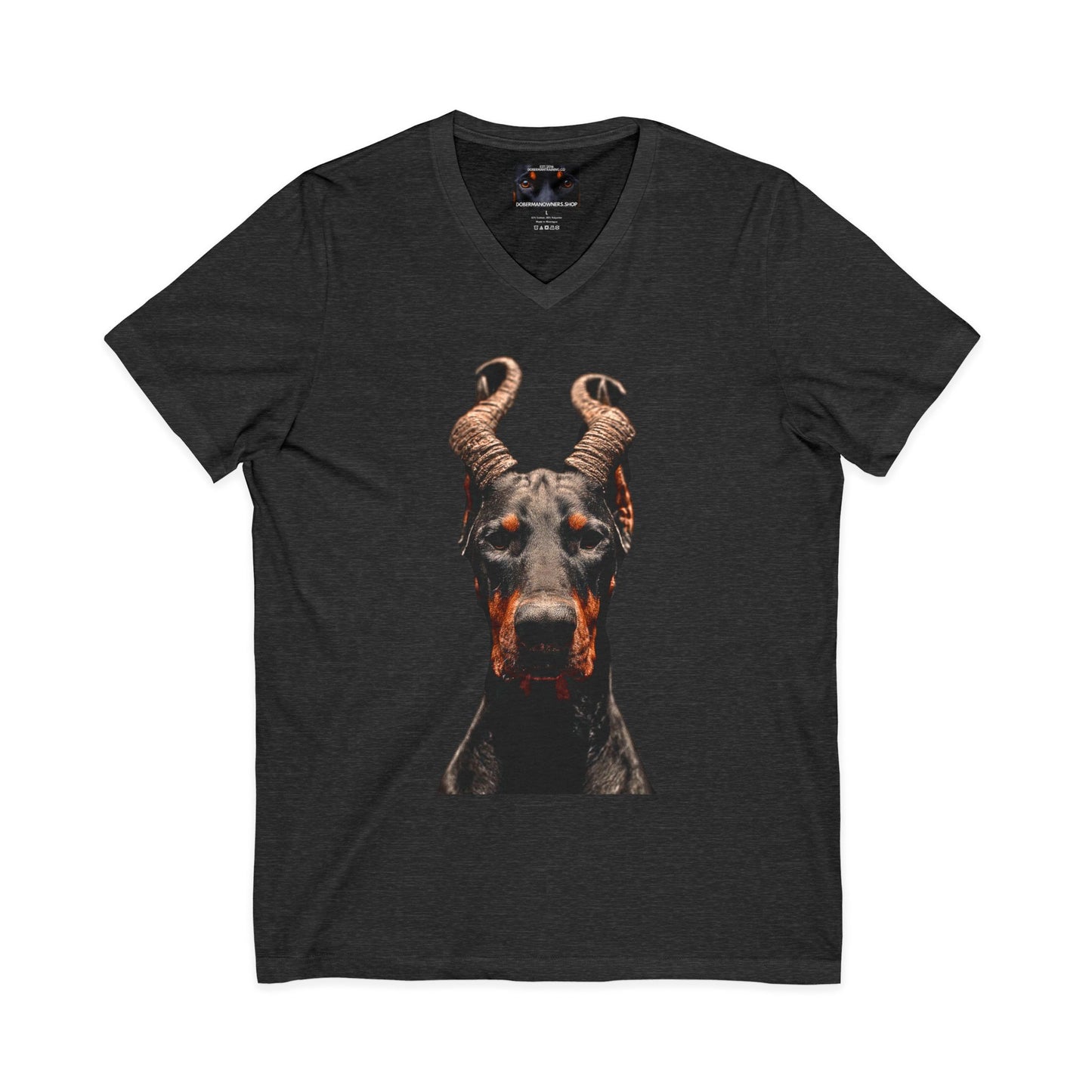 Doberman Goat 1 Private Label Unisex Jersey Short Sleeve V-Neck Tee