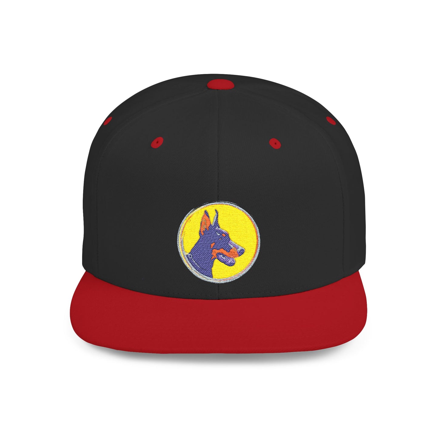 Doberman 3 Embroidered Flat Bill Snapback