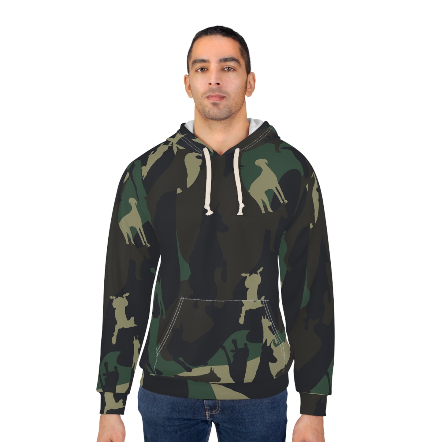 Doberman Camo 11 Unisex Pullover Hoodie (AOP)