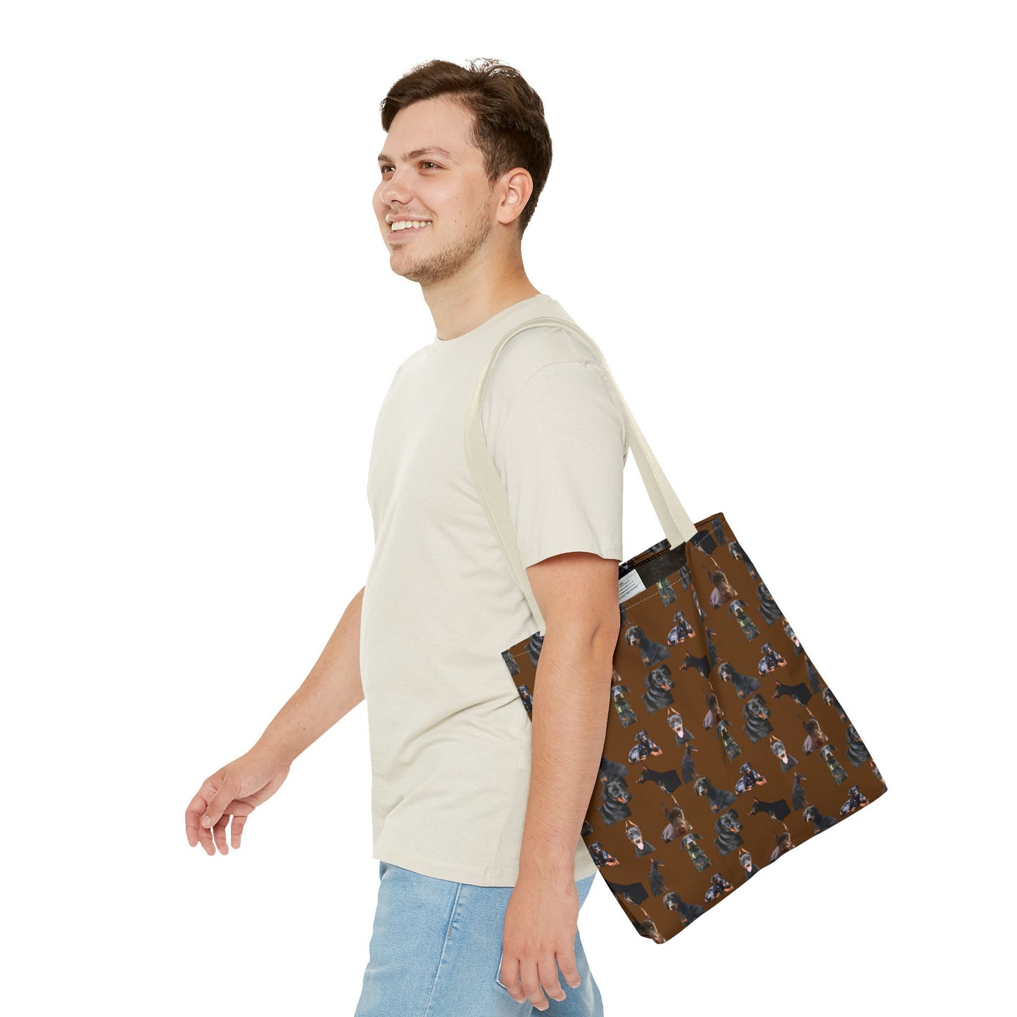 Edition 6 Doberman Model Pattern Brown Tote Bag
