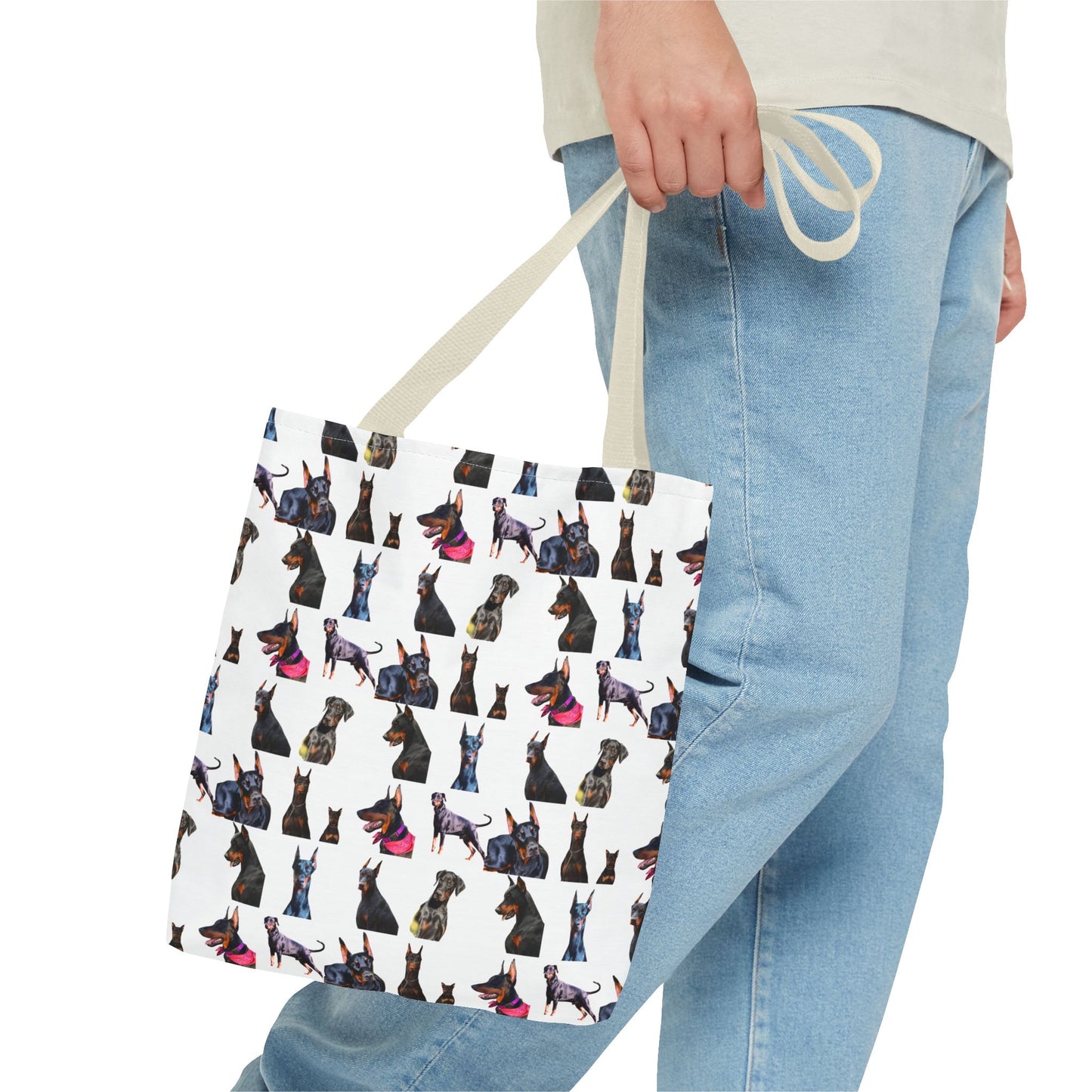 Edition 7 Doberman Model Pattern White Tote Bag