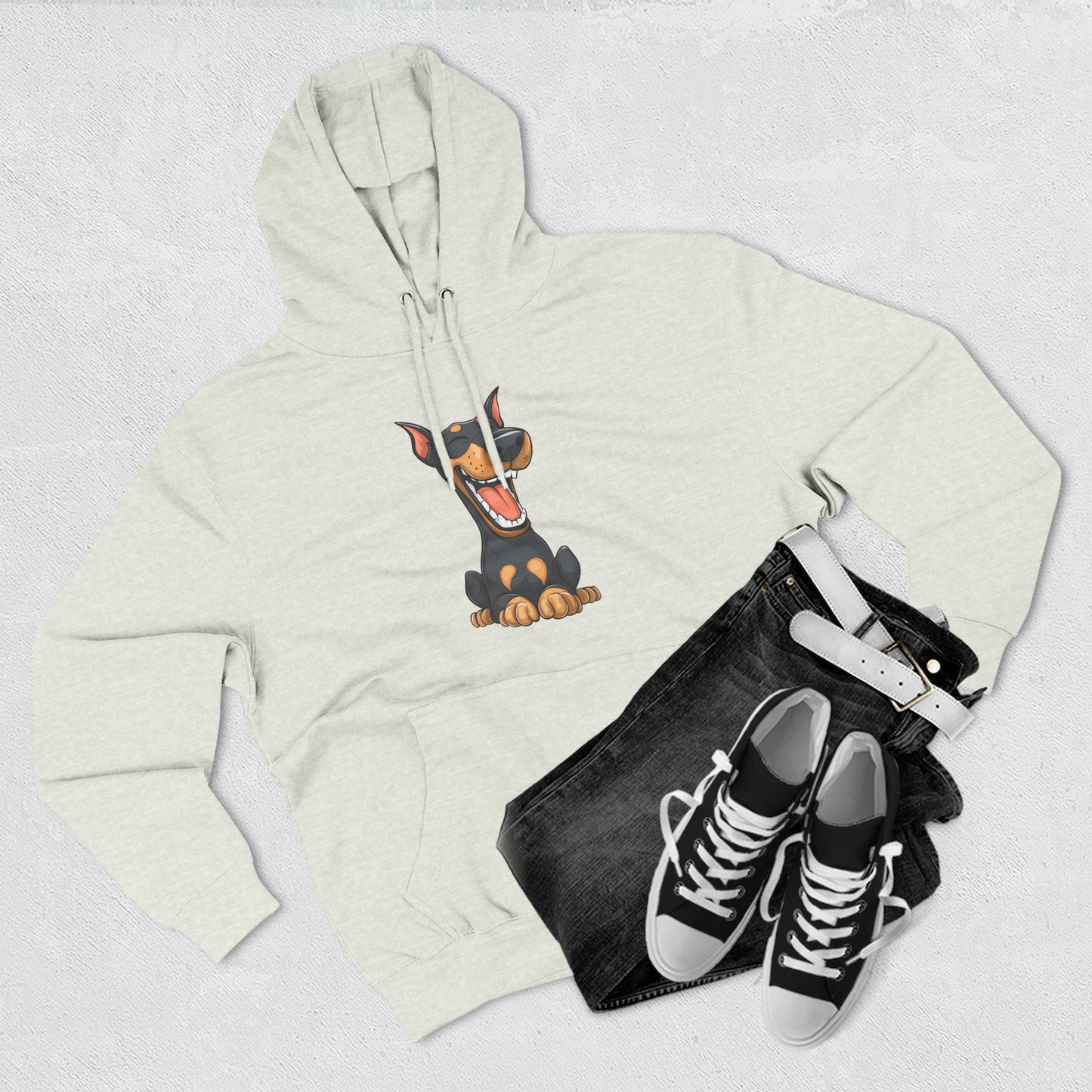 Doberman Cartoon 3 Three-Panel Fleece Hoodie