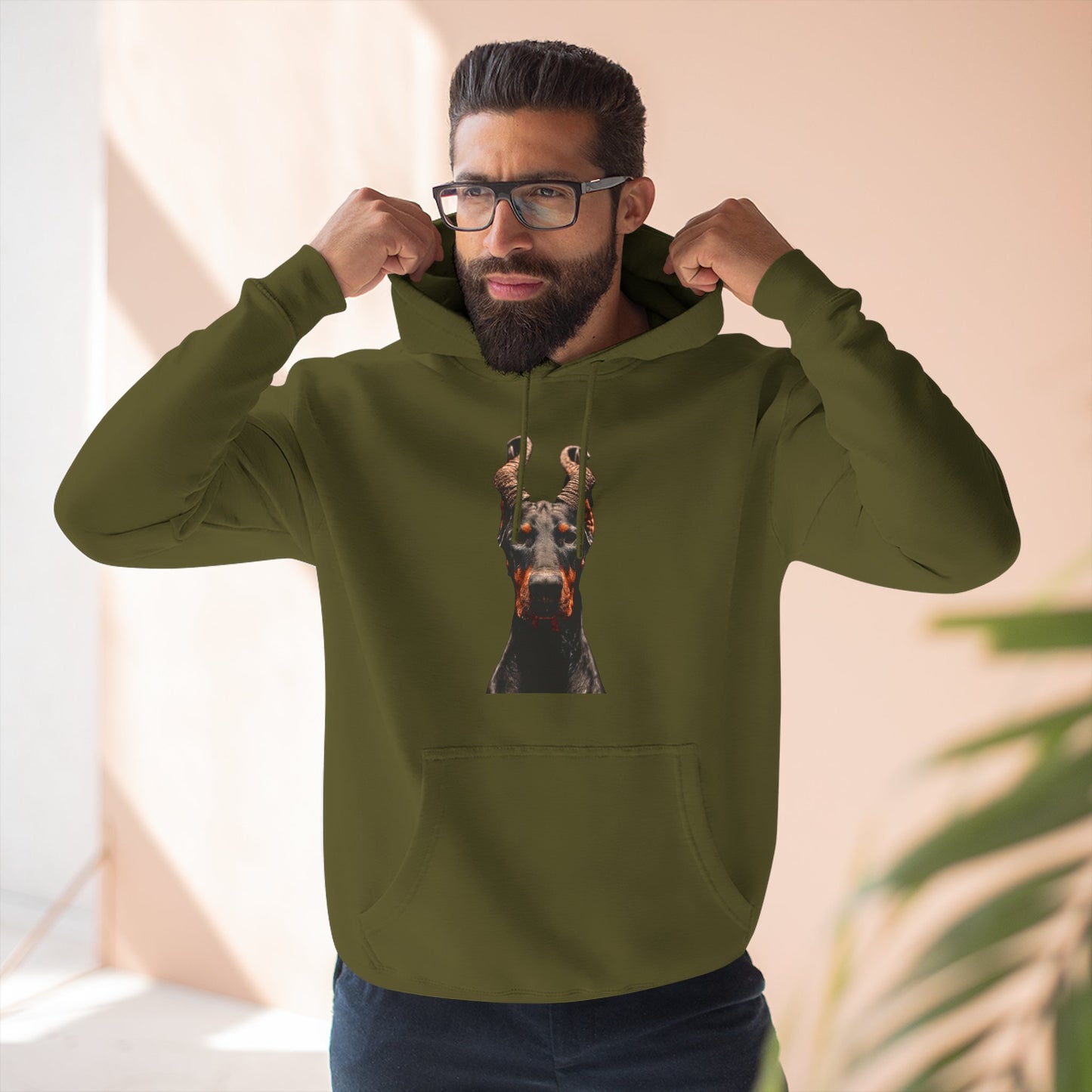 Doberman Goat 1 Fleece Hoodie