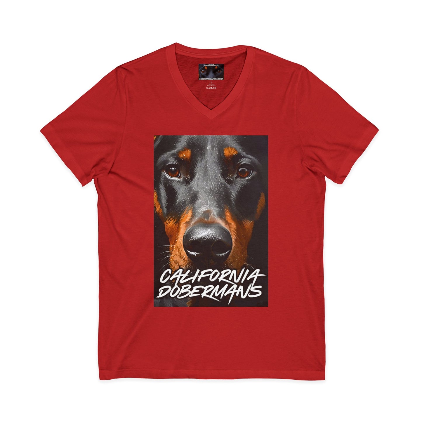 Doberman California 1 Private Label Unisex Jersey Short Sleeve V-Neck Tee