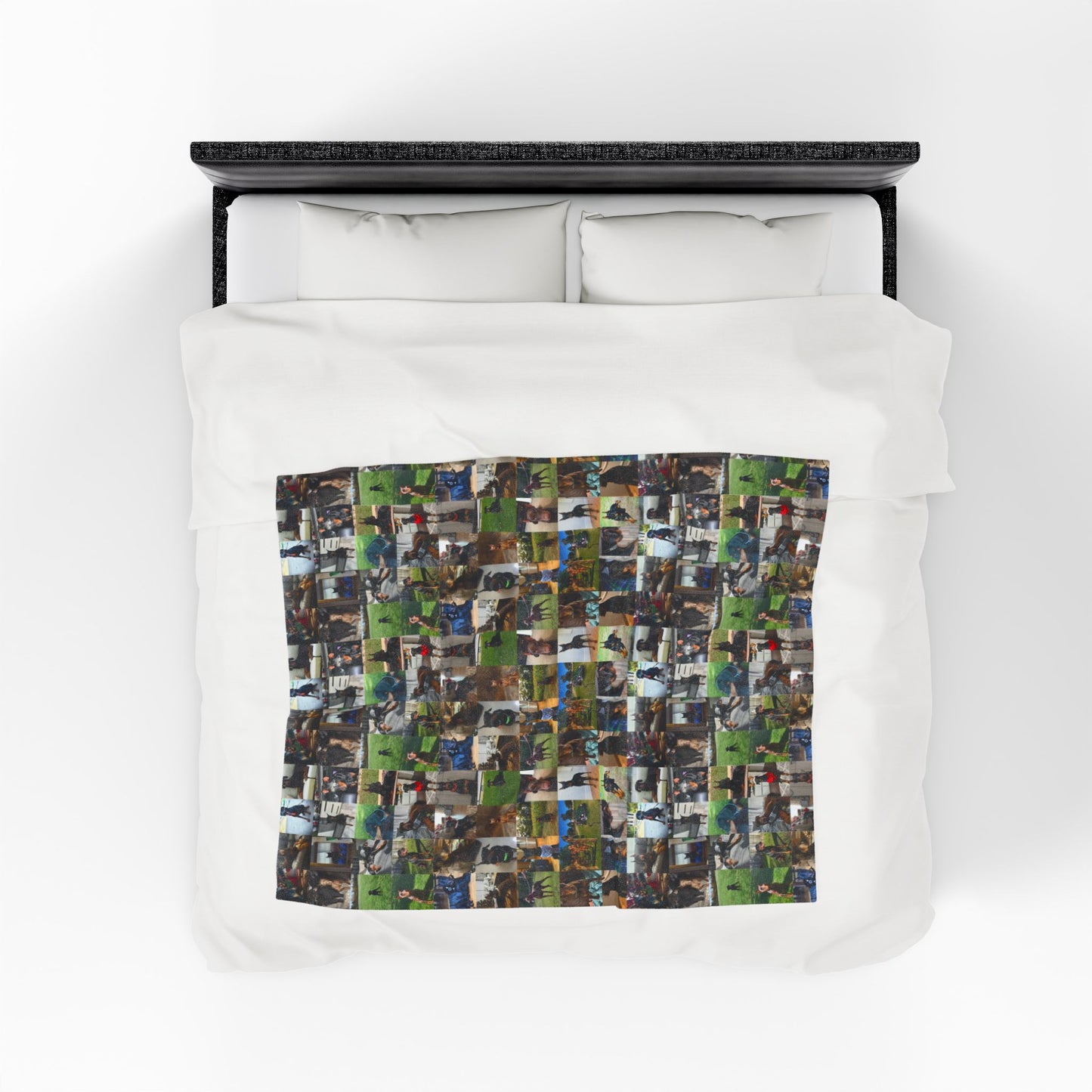 Custom Doberman Photo Collage Velveteen Plush Blanket — Memory Throw