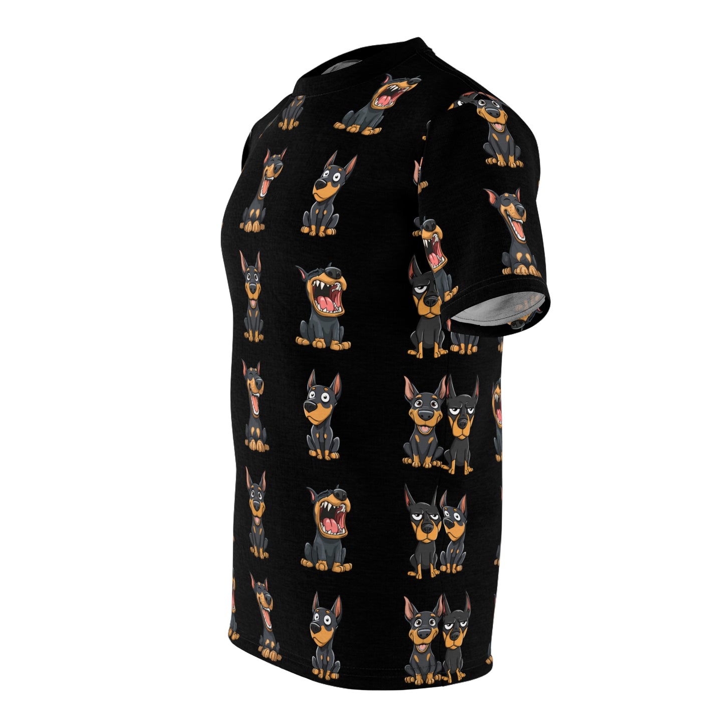 Doberman Pattern 1 All-Over-Print Tee — Cartoon Doberman Repeat Design