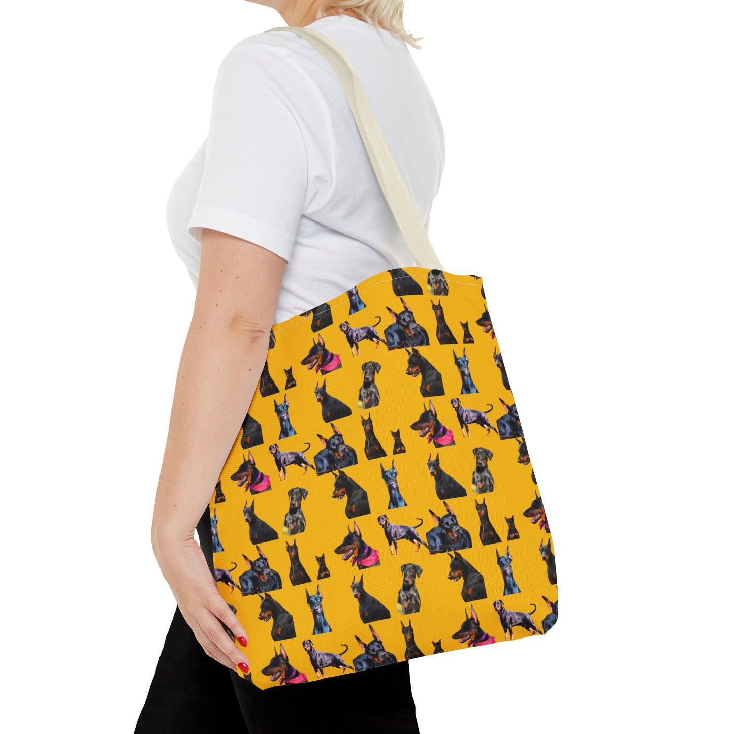 Edition 7 Doberman Model Pattern Yellow Tote Bag